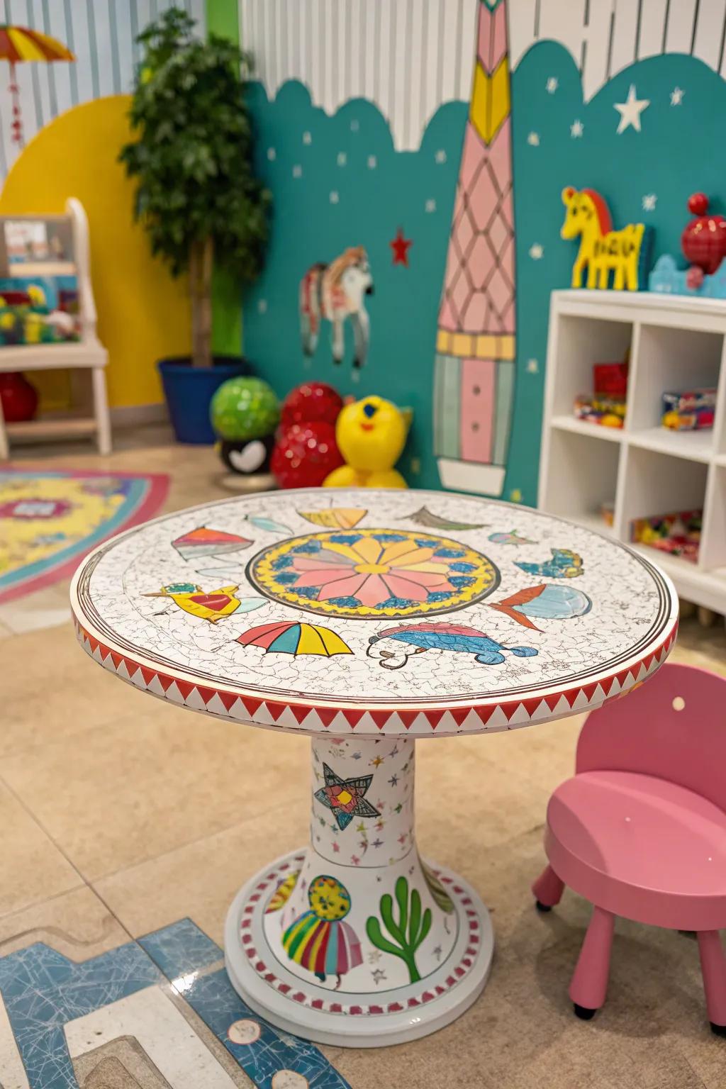 Quirky mosaics add playful appeal to any space.