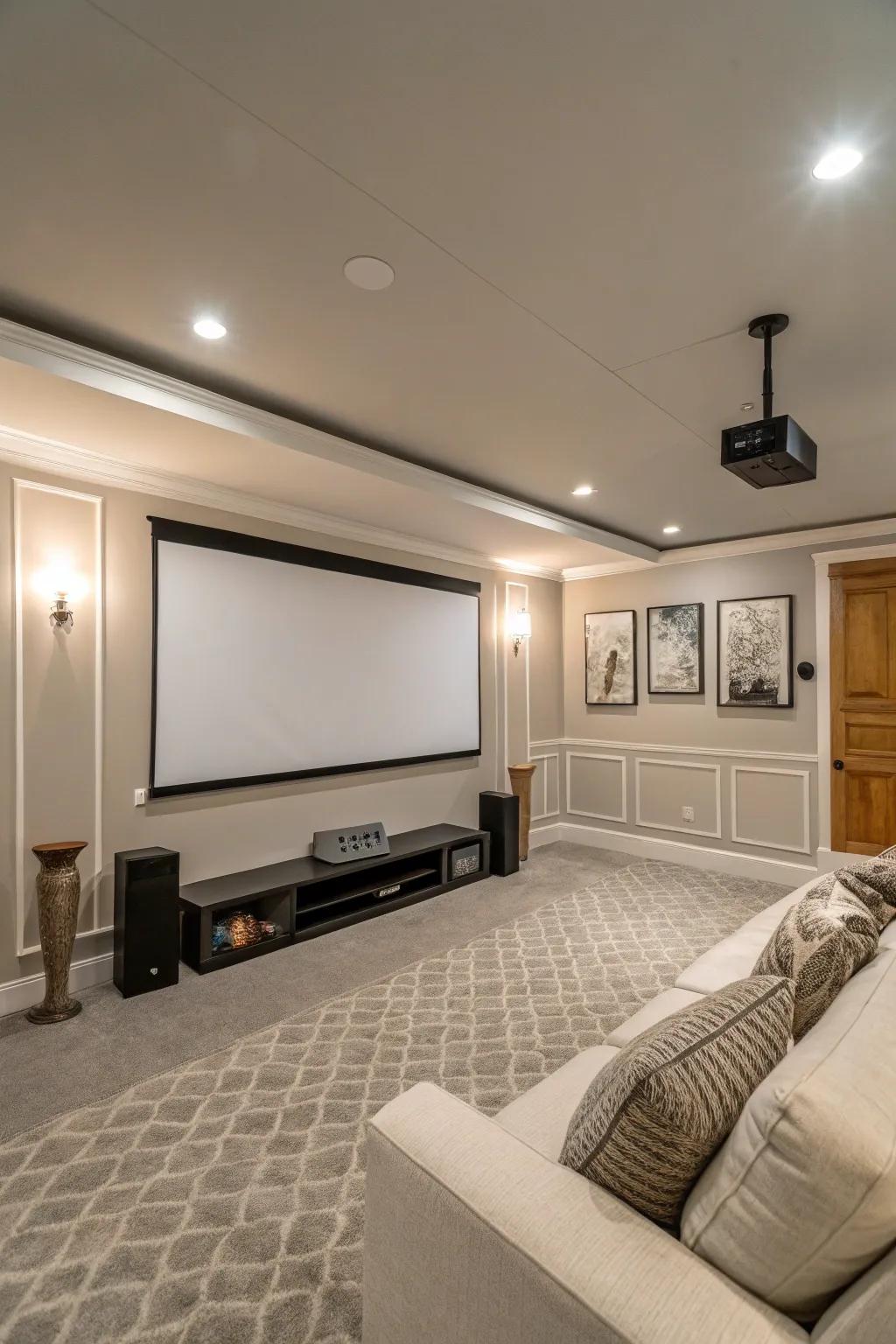 A retractable screen optimizes space and versatility.