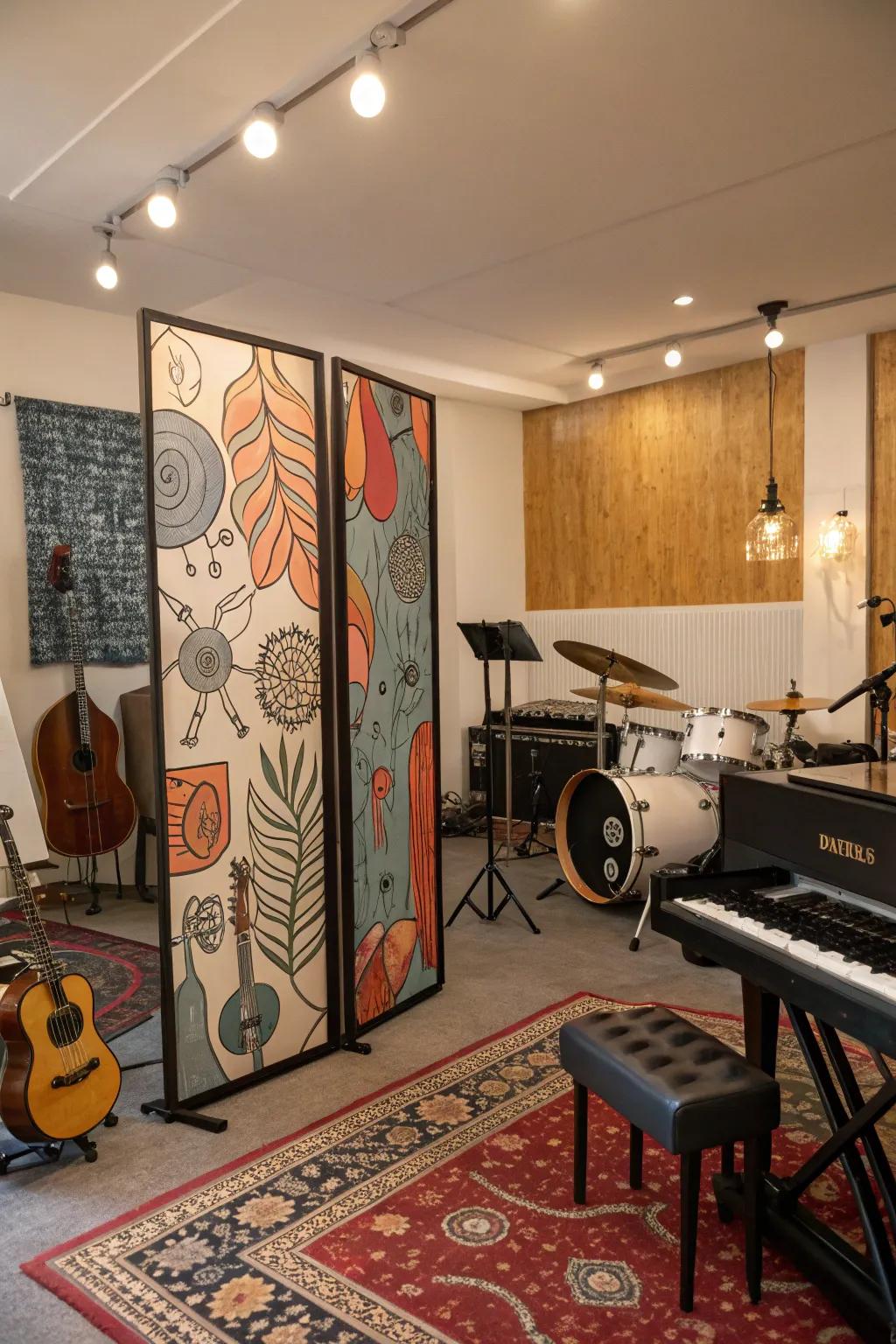 Room dividers help create functional zones in your music room.