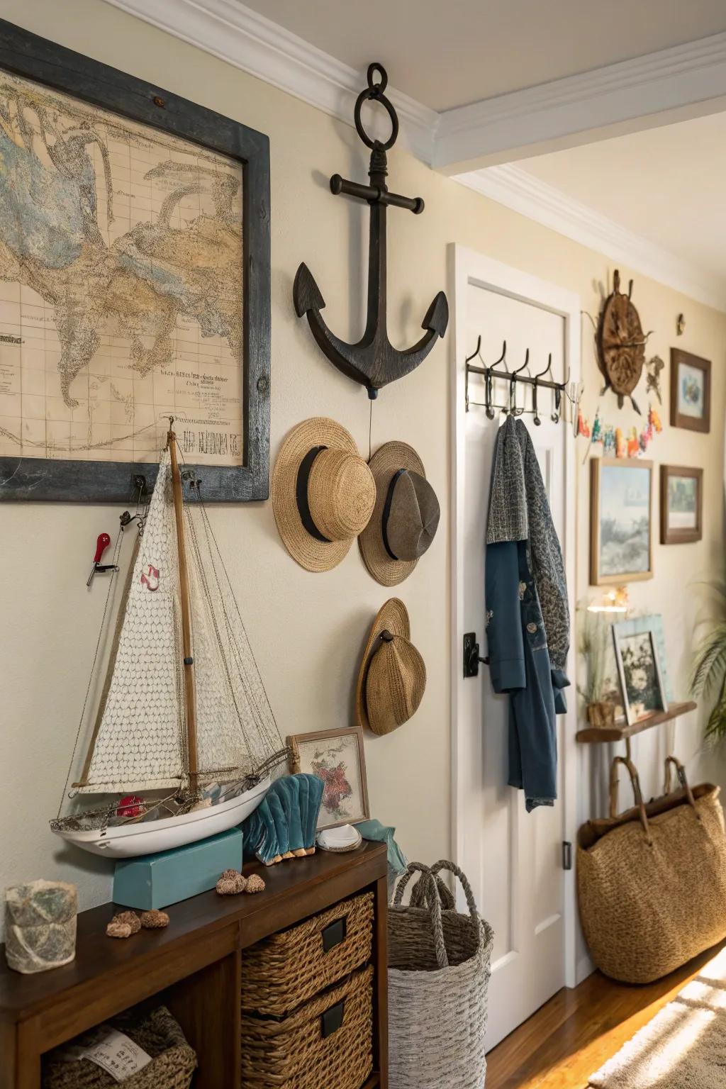 Anchor motifs add a classic nautical touch to any space.