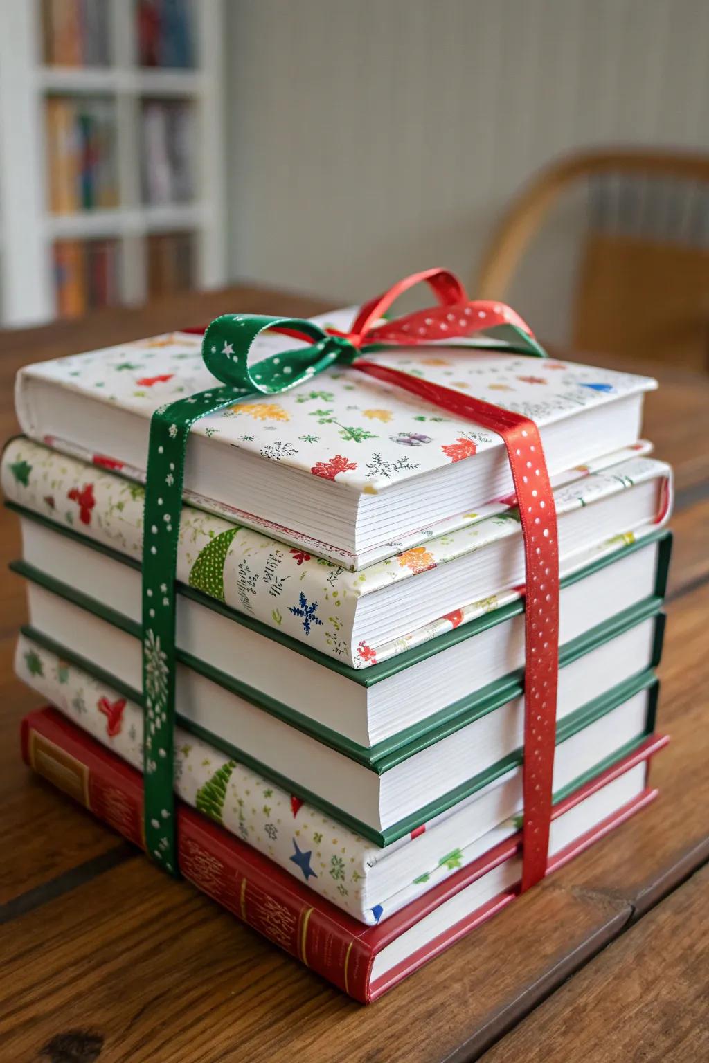 A nice collection of wrapped books for the exchange.