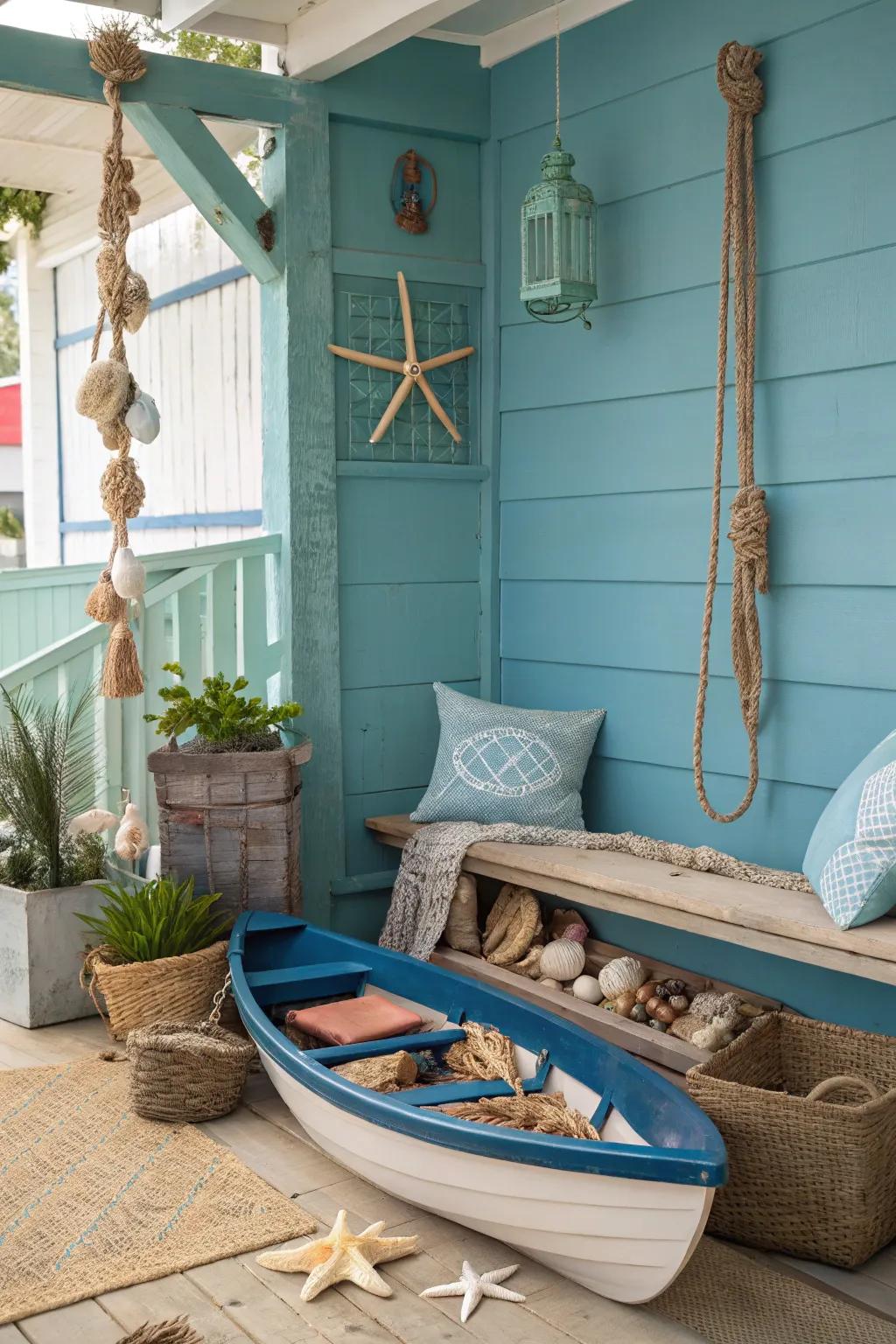 Design a seaside escape in your home with beach-inspired decor and soothing colors.