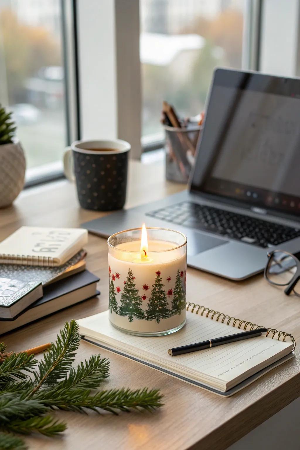 A scented light fills your workspace with the aroma of the season.