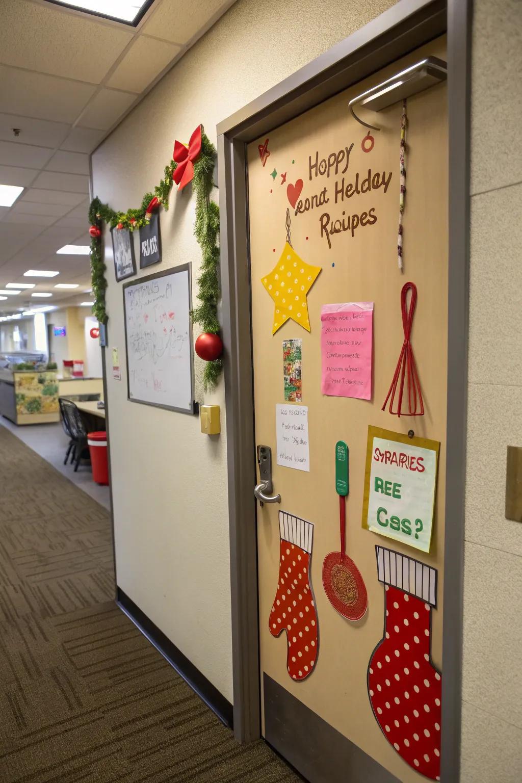 Share the joy of holiday cooking with a Christmas Cookbook door.