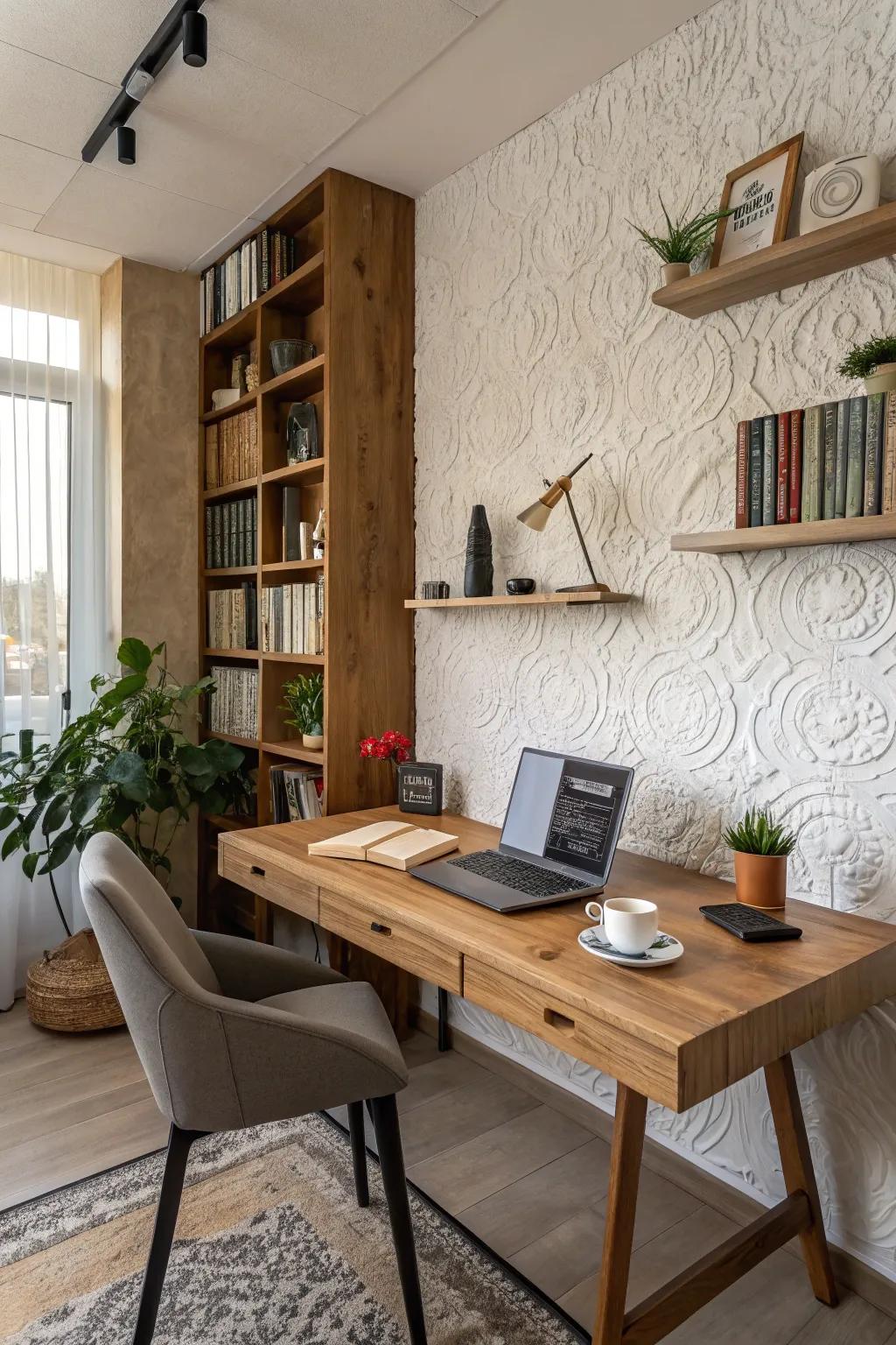 Textured walls add depth to your virtual background.