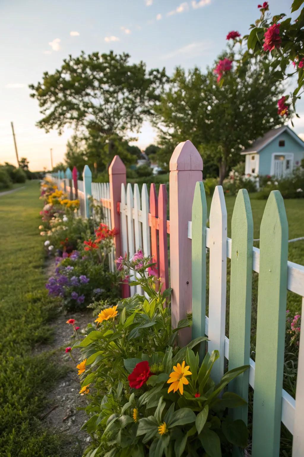 Add playfulness with uniquely shaped picket fences.