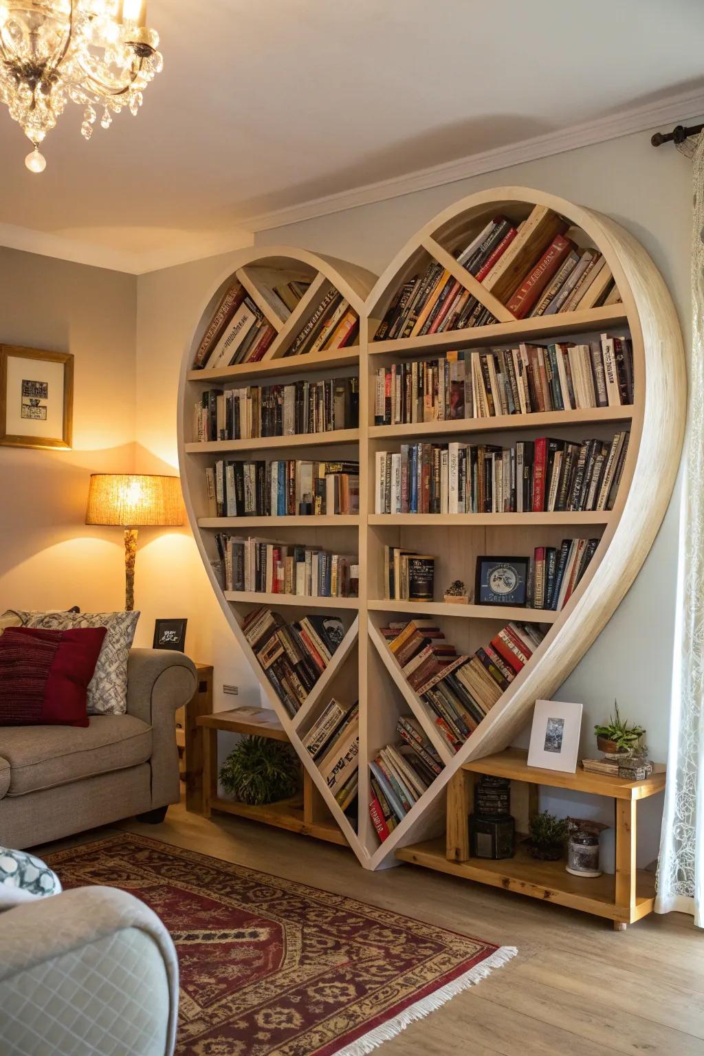 Heart-shaped bookshelves combine function and art beautifully.