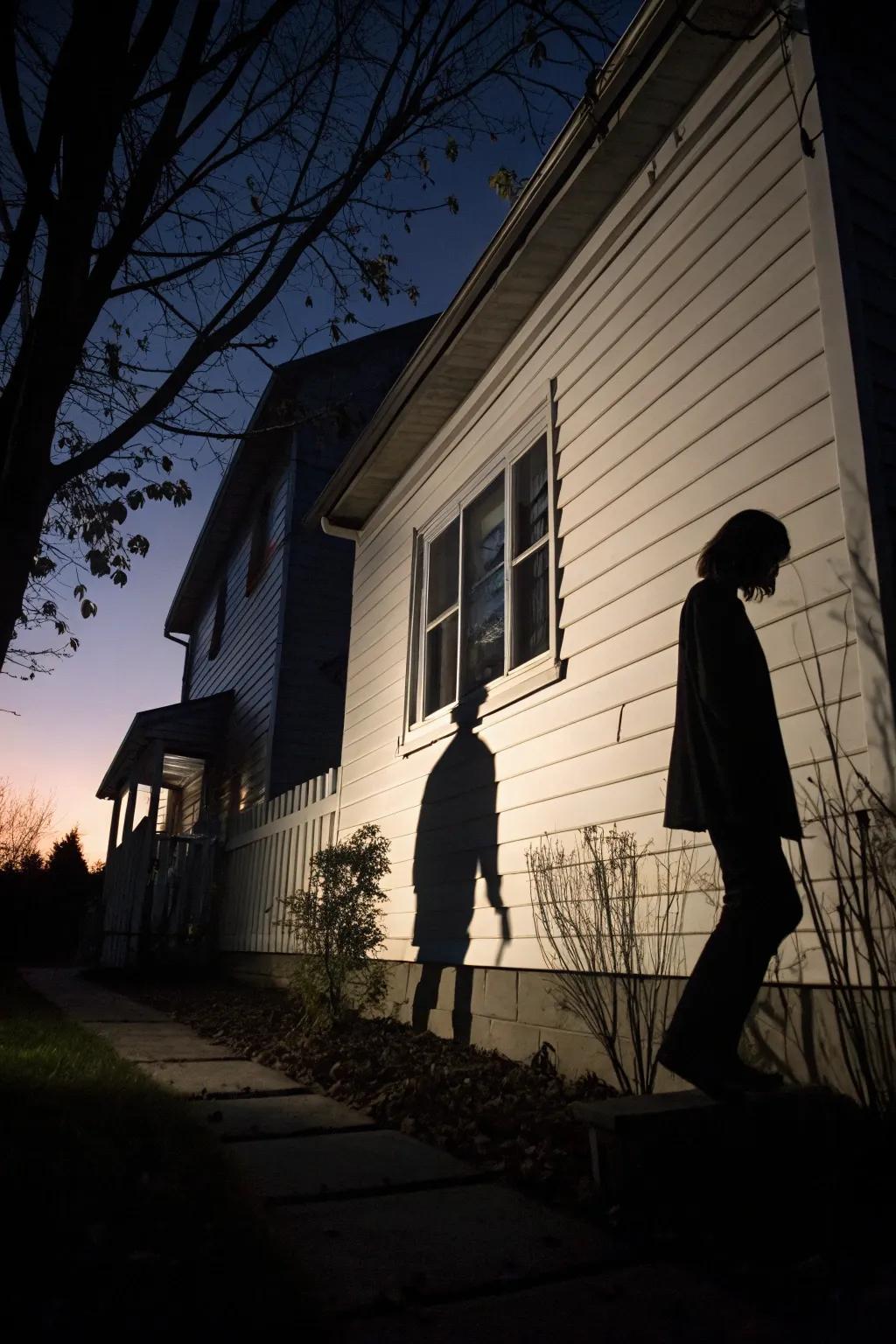 Sinister silhouettes casting haunting shadows in the night.