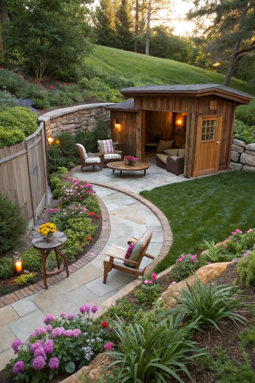 Integrate your man cave with the garden for a harmonious outdoor escape.