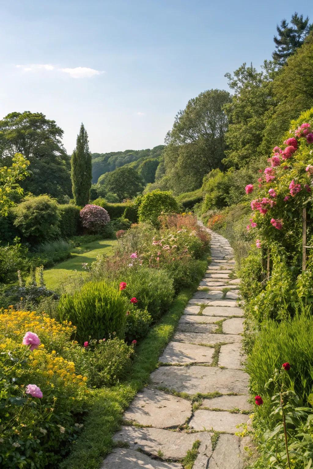 Garden footpaths shepherd visitors and append a whimsical inflection.