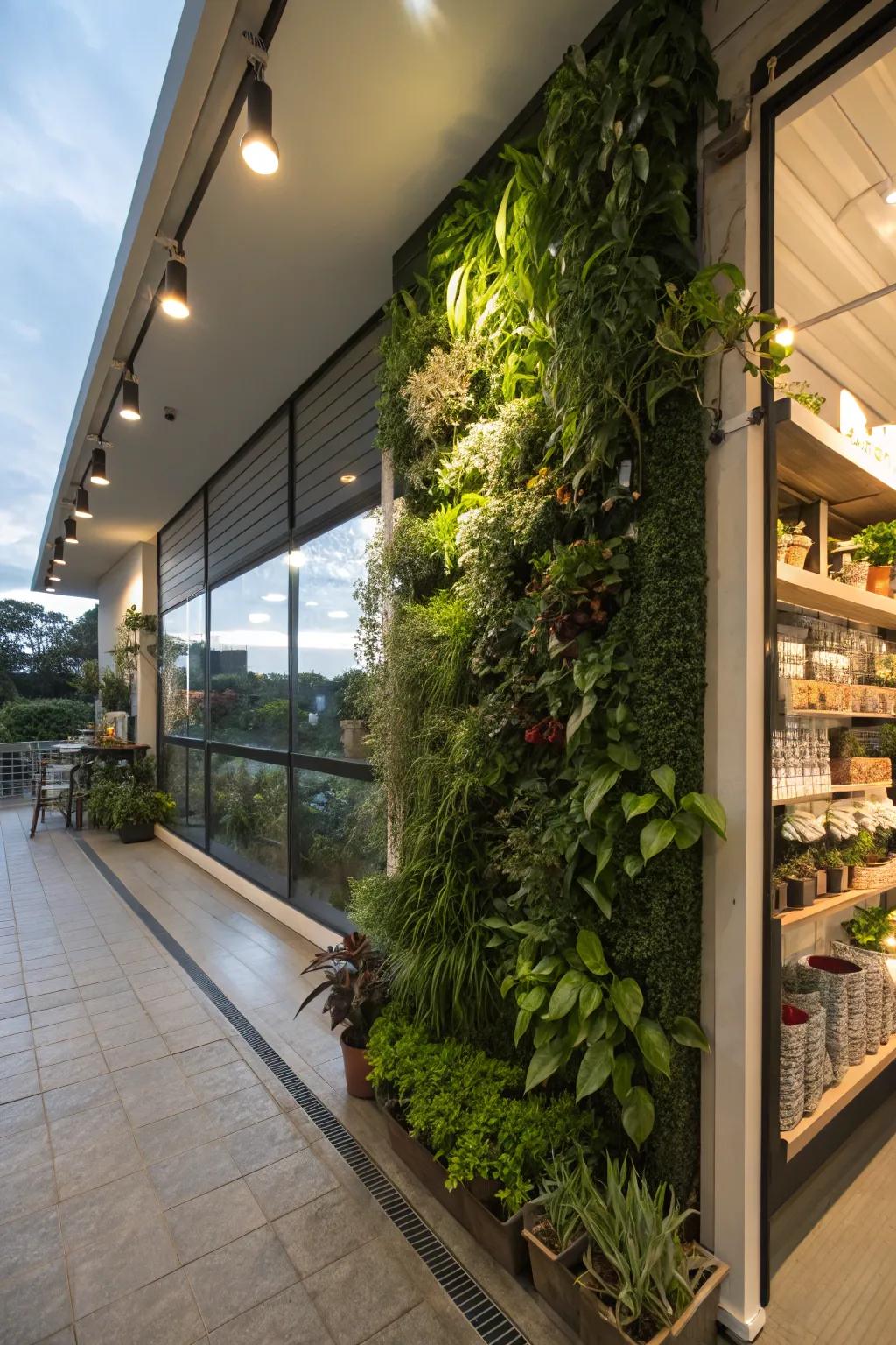 Vertical gardens for a burst of greenery and fresh air.