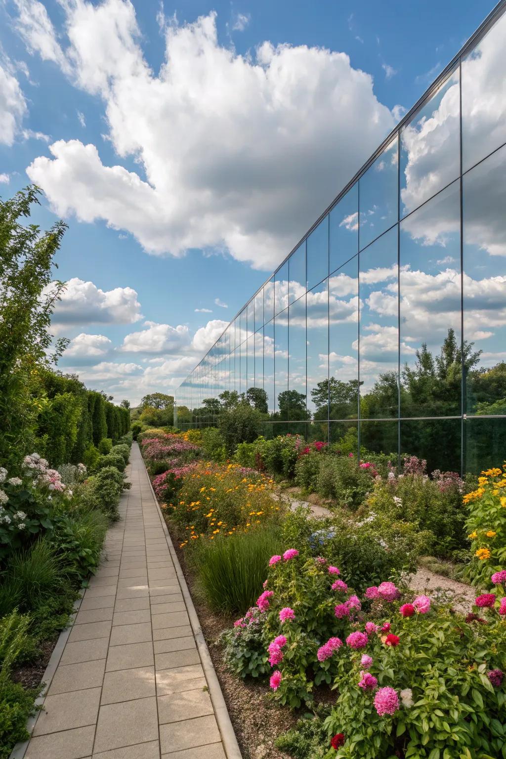 Mirrored surfaces can transform a garden by creating a sense of spaciousness.