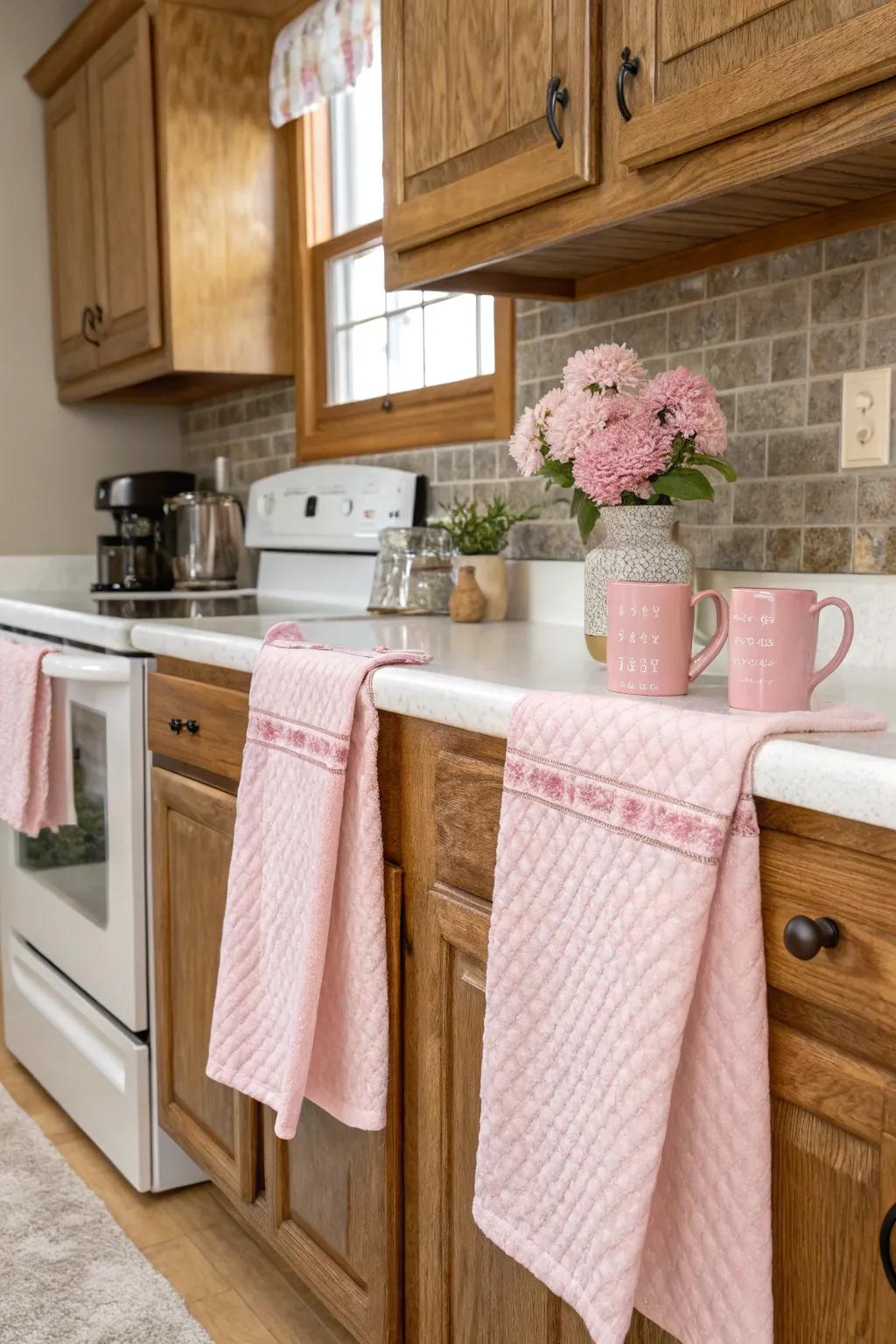 Rose accents bring holiday cheer to the kitchen.