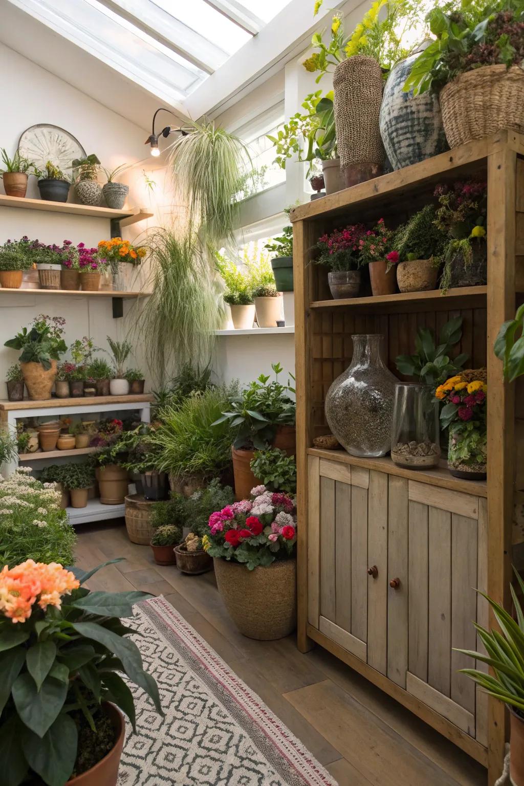 Make the most of small spaces with vases and terrariums.