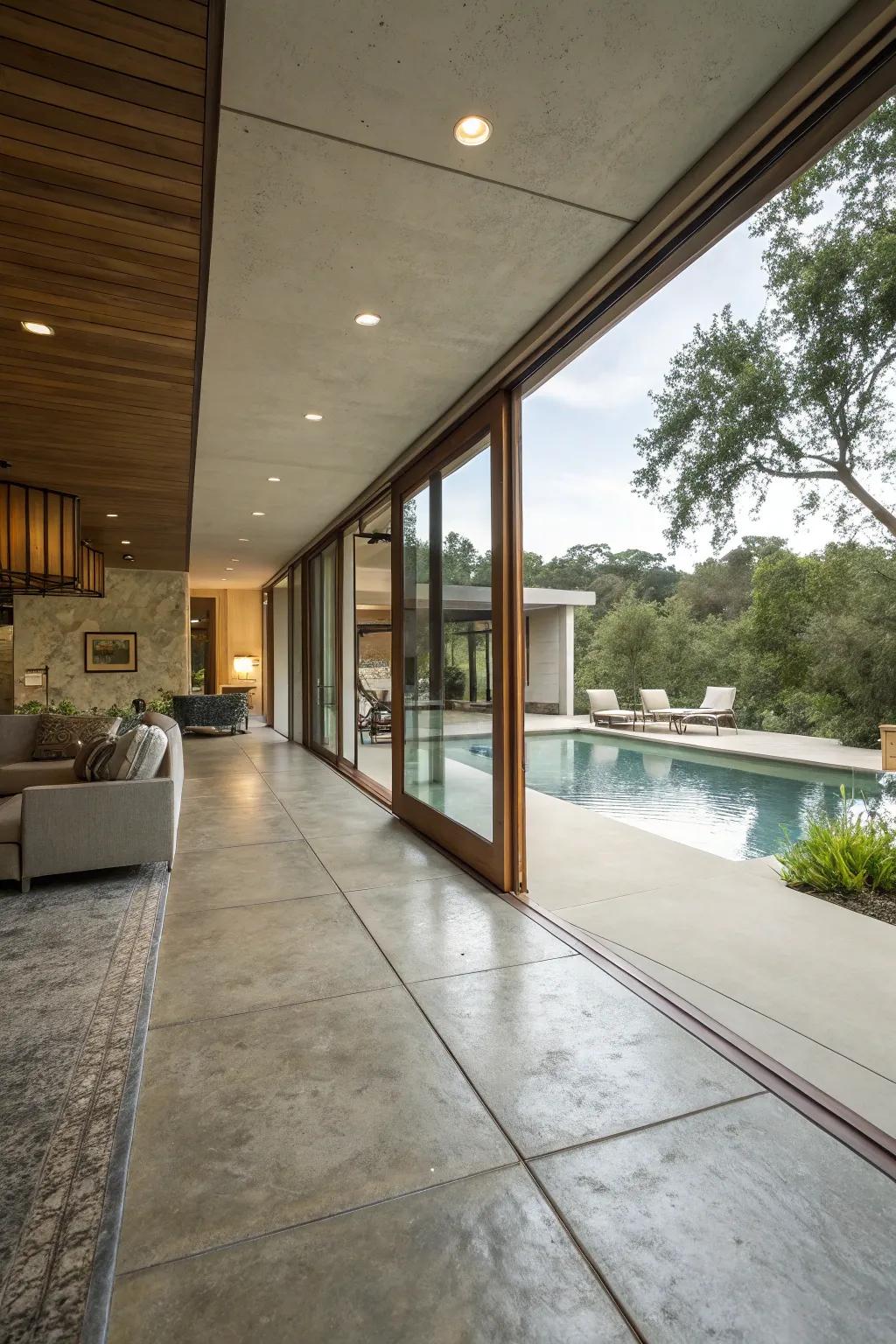 Consistent changes enhance the flow between indoor and outdoor living spaces.