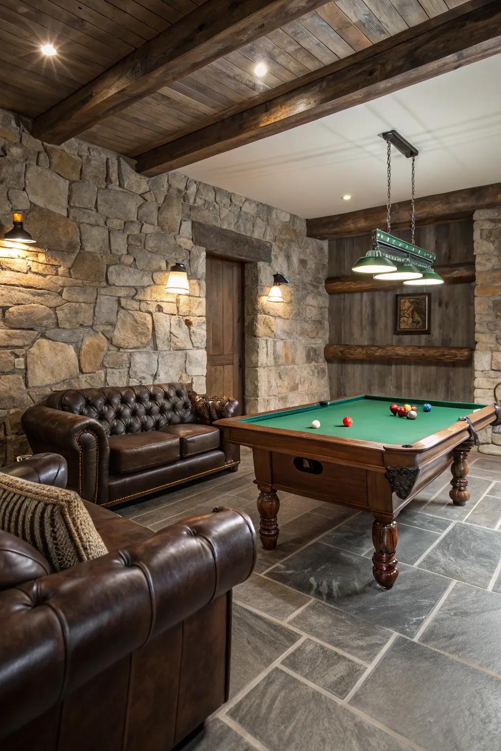 Different feels make your pool table room richer to the eye and touch.