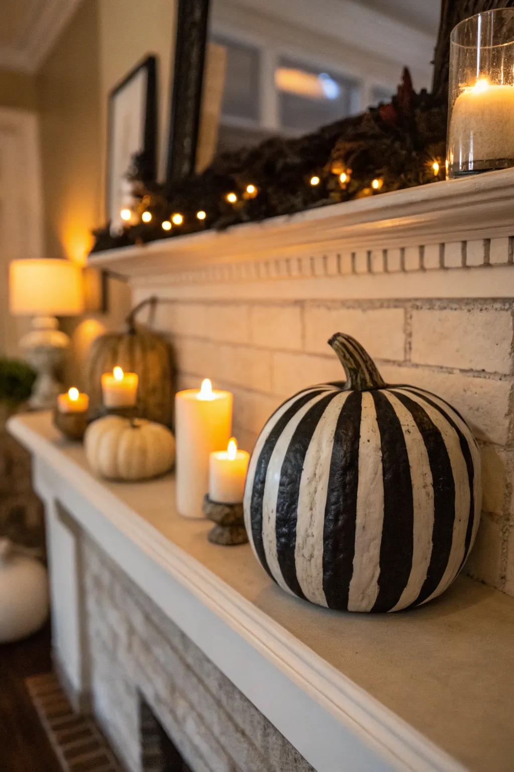 Traditional bands introduce a timeless element to your pumpkin decor.