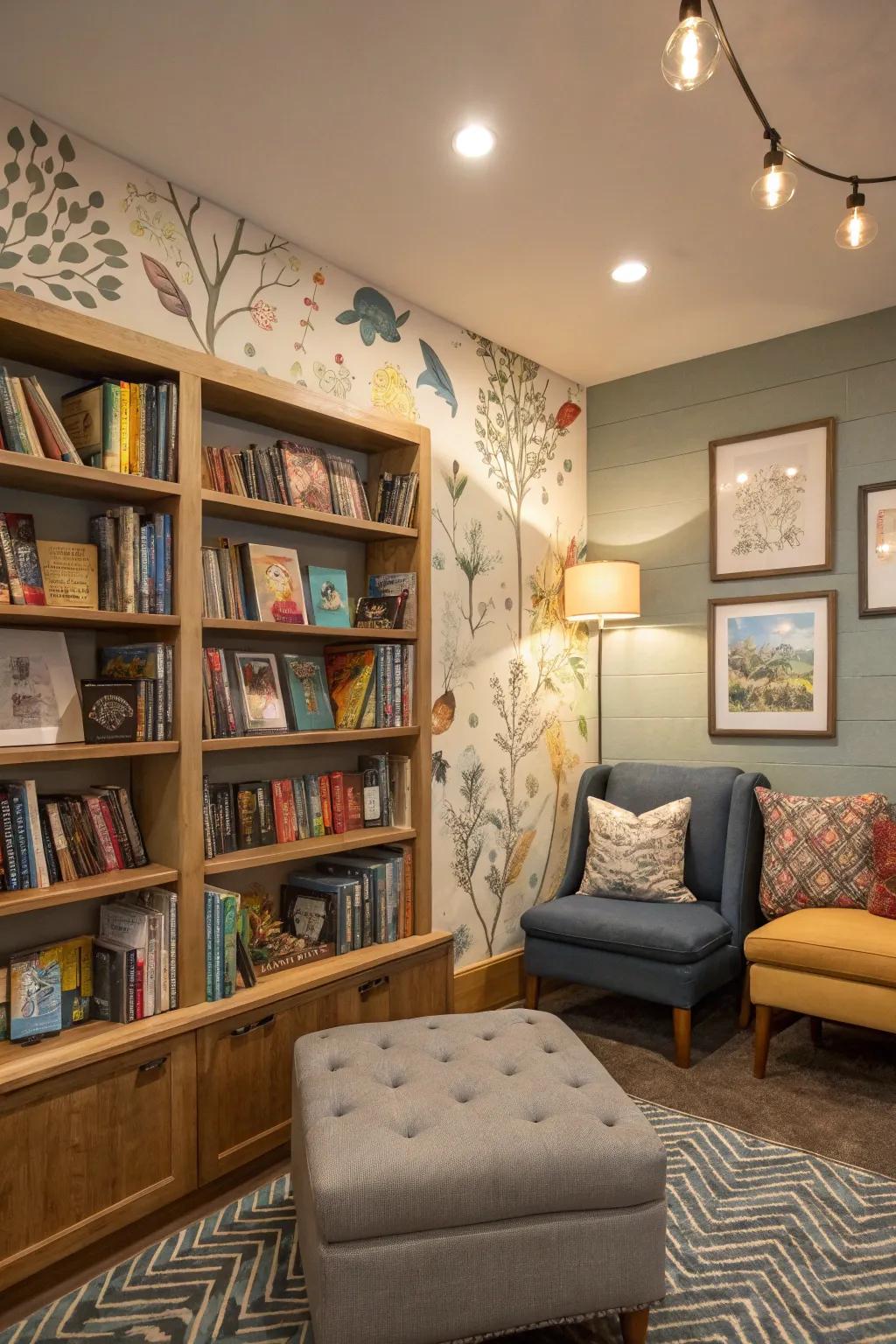An artistic nook for reading that sparks creativity.