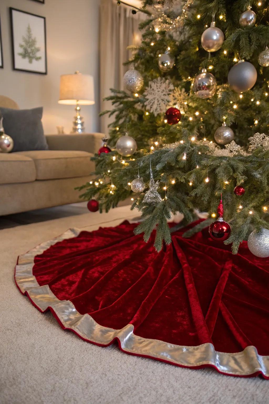 A glamorous arbor base finalizes your holiday ornamentation.