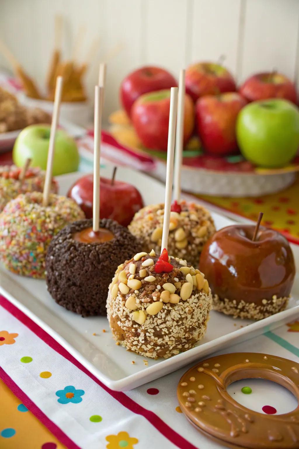 Sweet fruits with special toppings offer a fun and nostalgic treat.