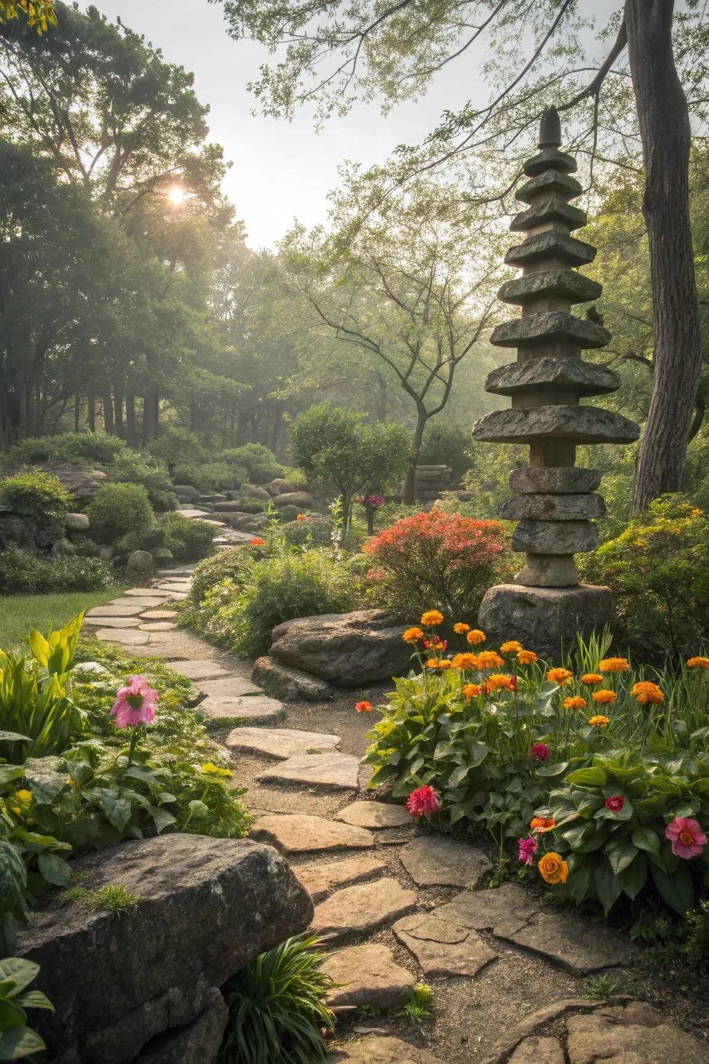 Make a statement with stacked stone features.