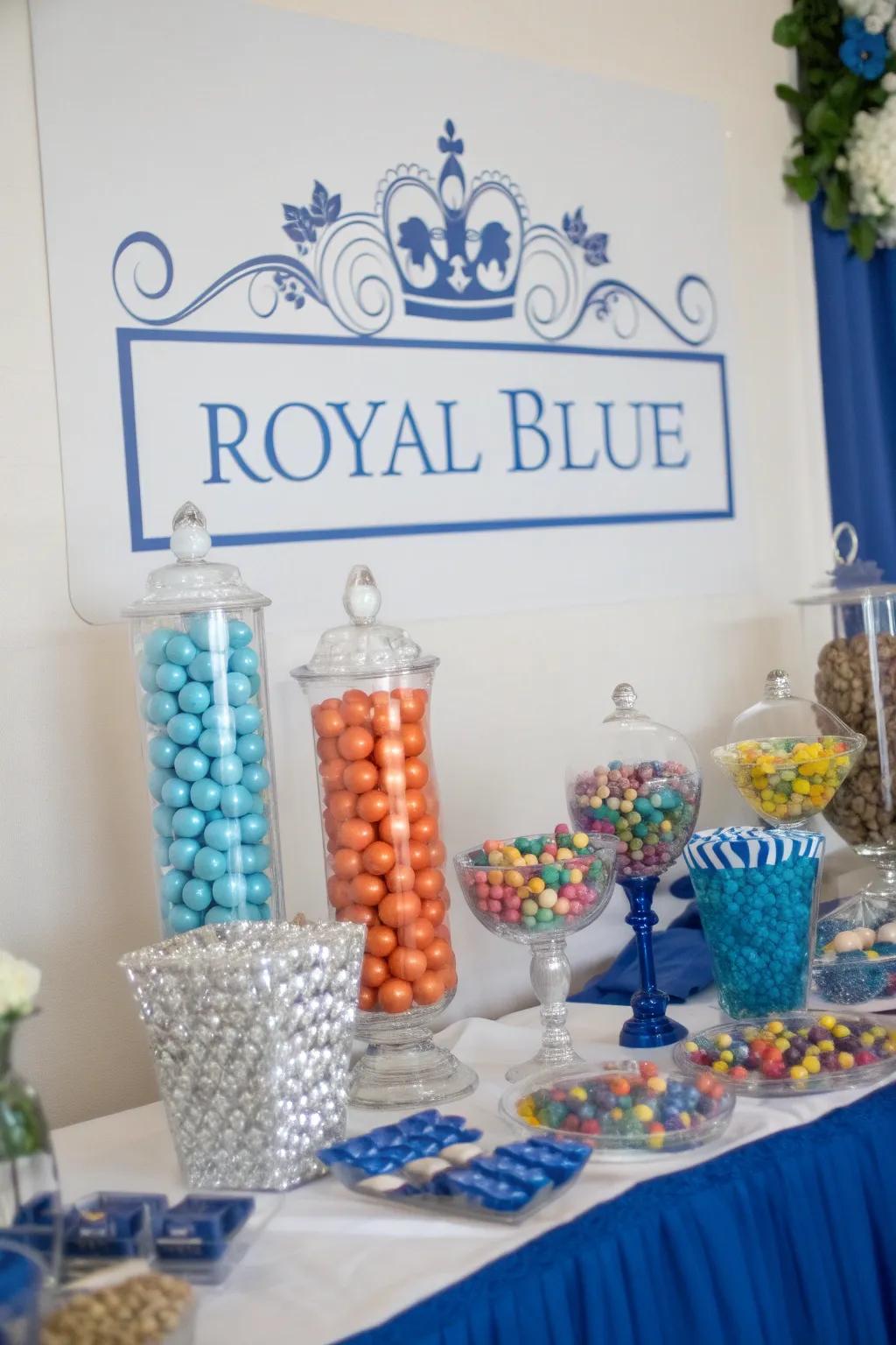 Artistic signage enhancing the sweet table setting.