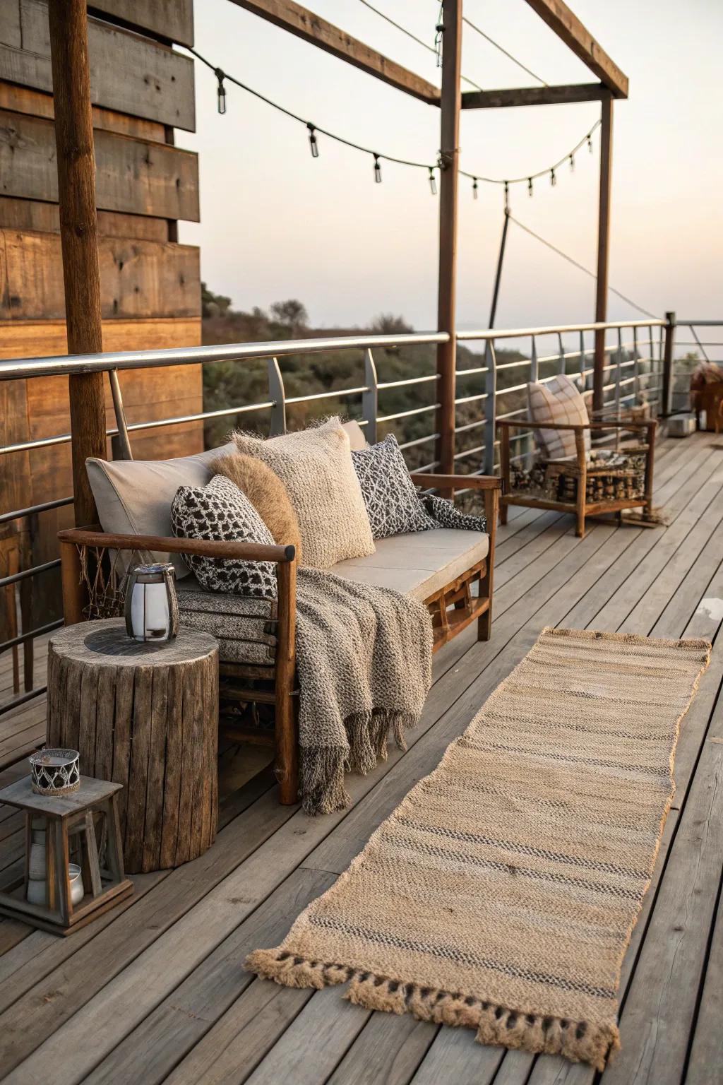 Mixing textures adds depth and interest to this country deck.