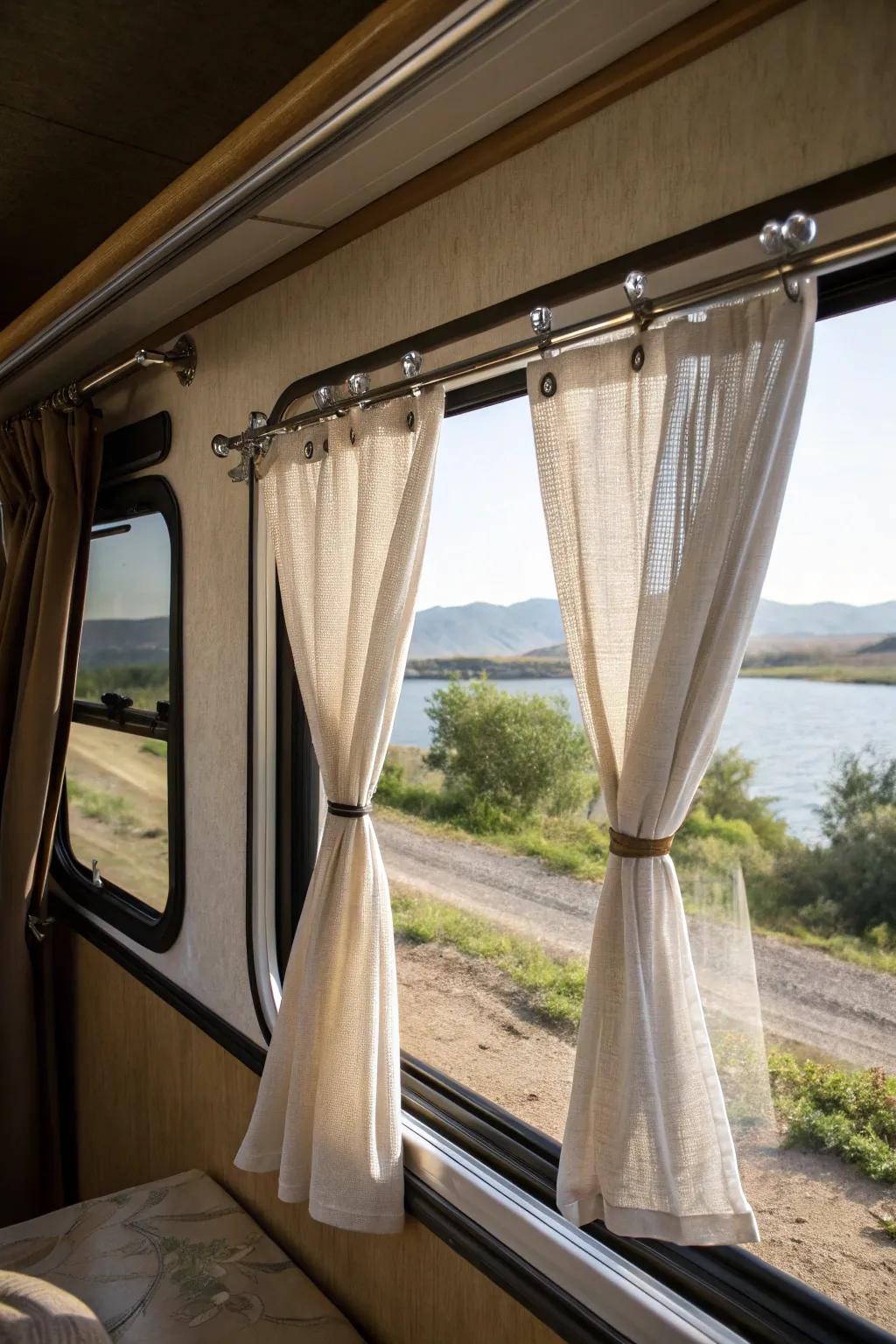 Self-adhesive hooks offer an effortless way to hang window treatments.