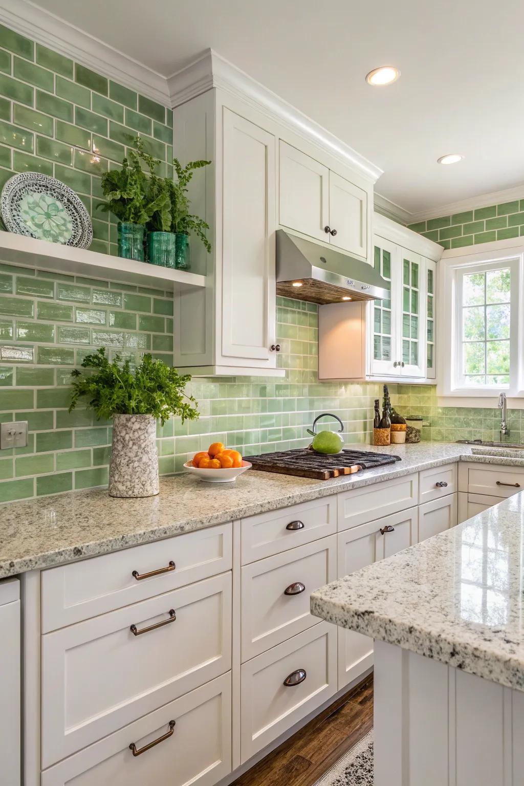 Subtle green hues bring a fresh vibe to Sierra Gold stone.