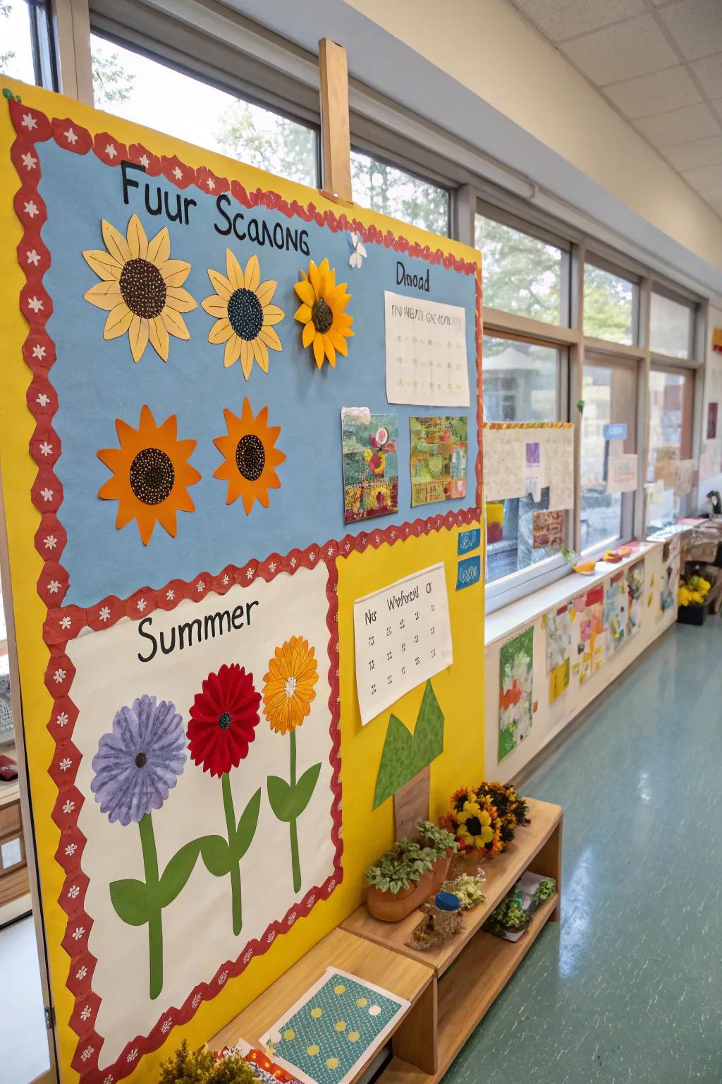 A seasonal bulletin board captures the changing beauty of nature.