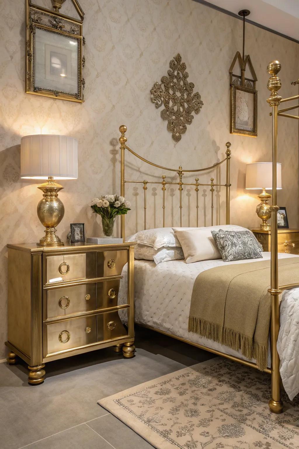 Metallic finishes add a glamorous touch.