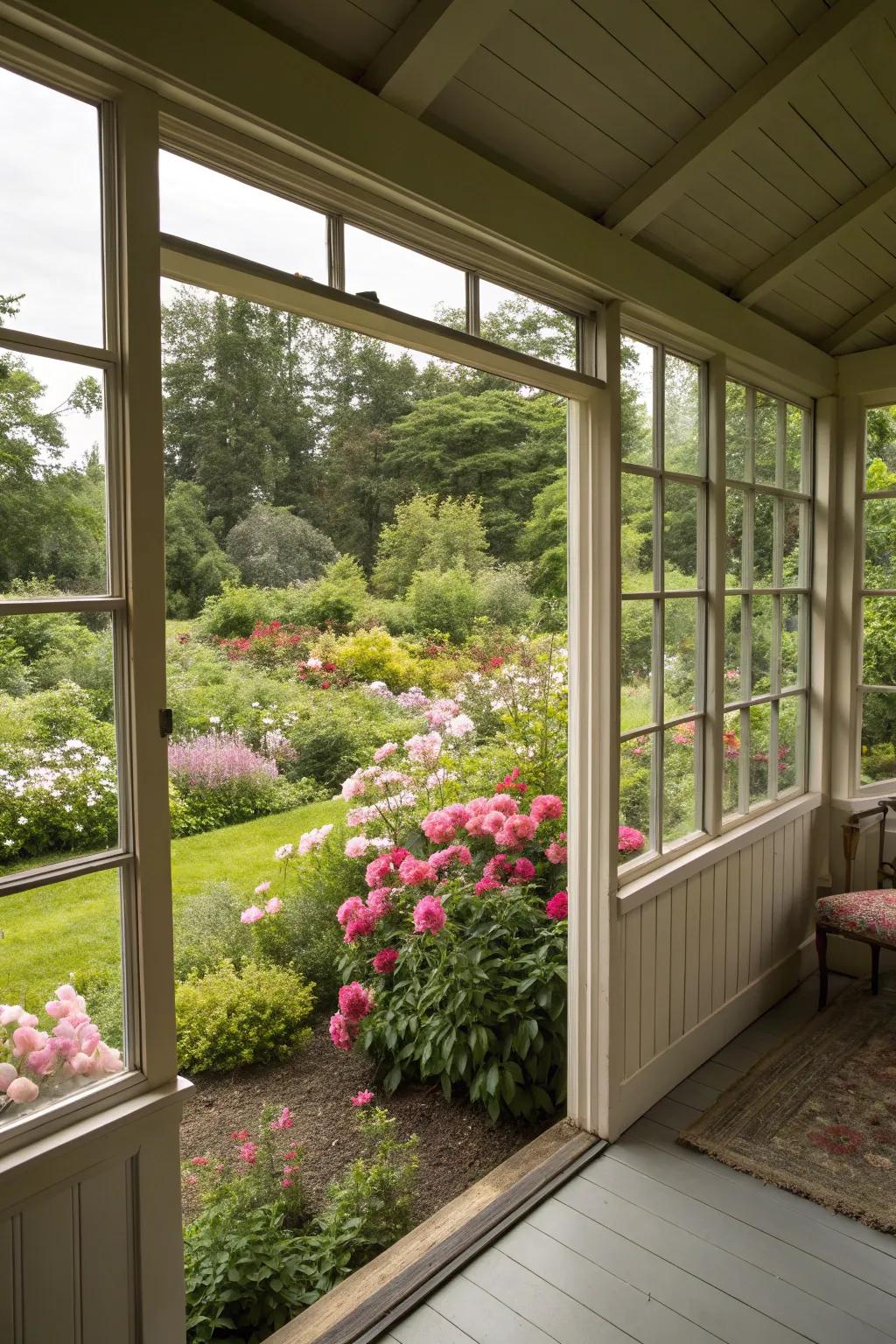 Garden views make your bunkhouse feel more calm.