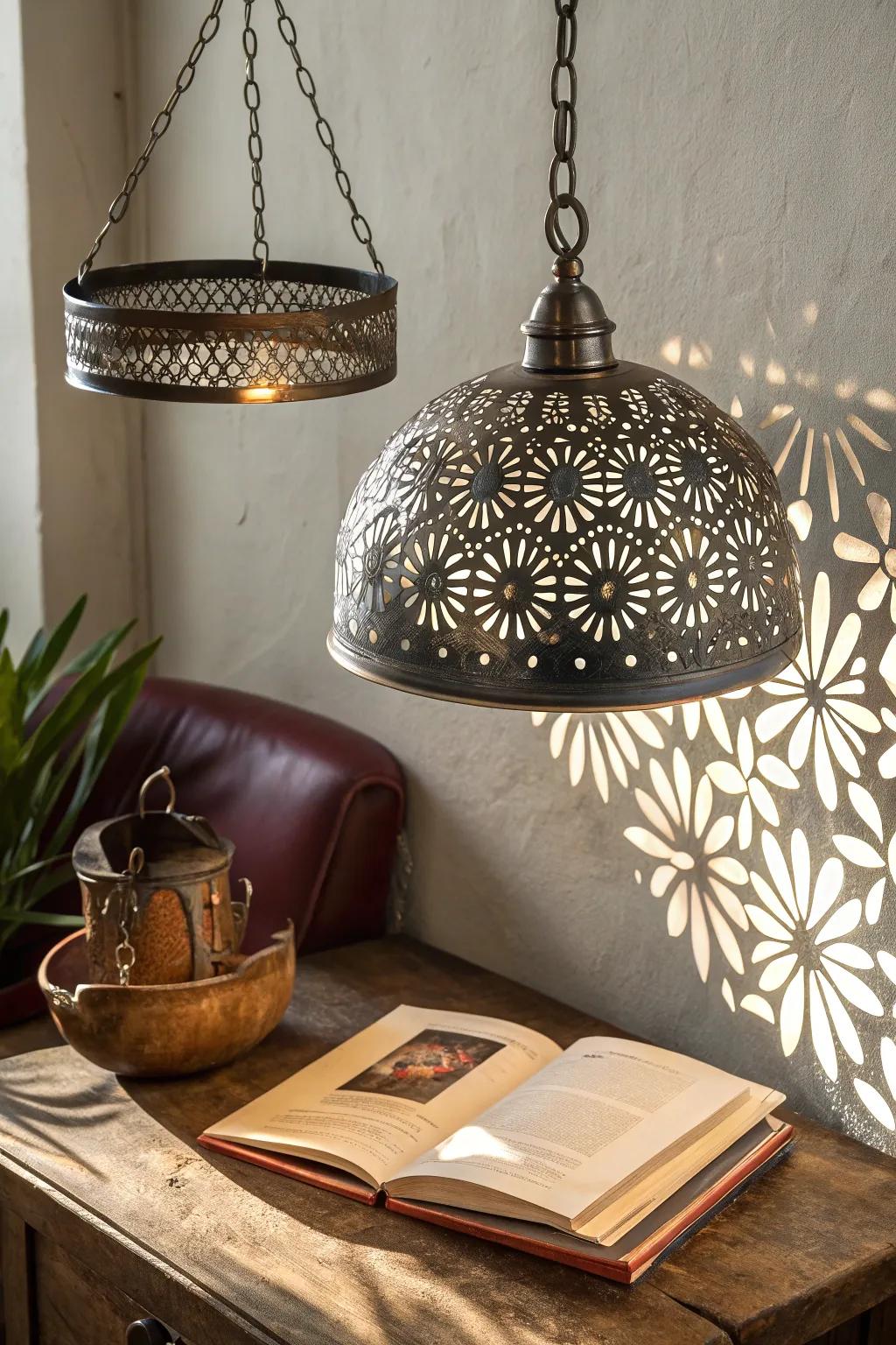 Illuminate your space with industrial beauty: A handmade sheet metal light diffuser which transforms light into art.
