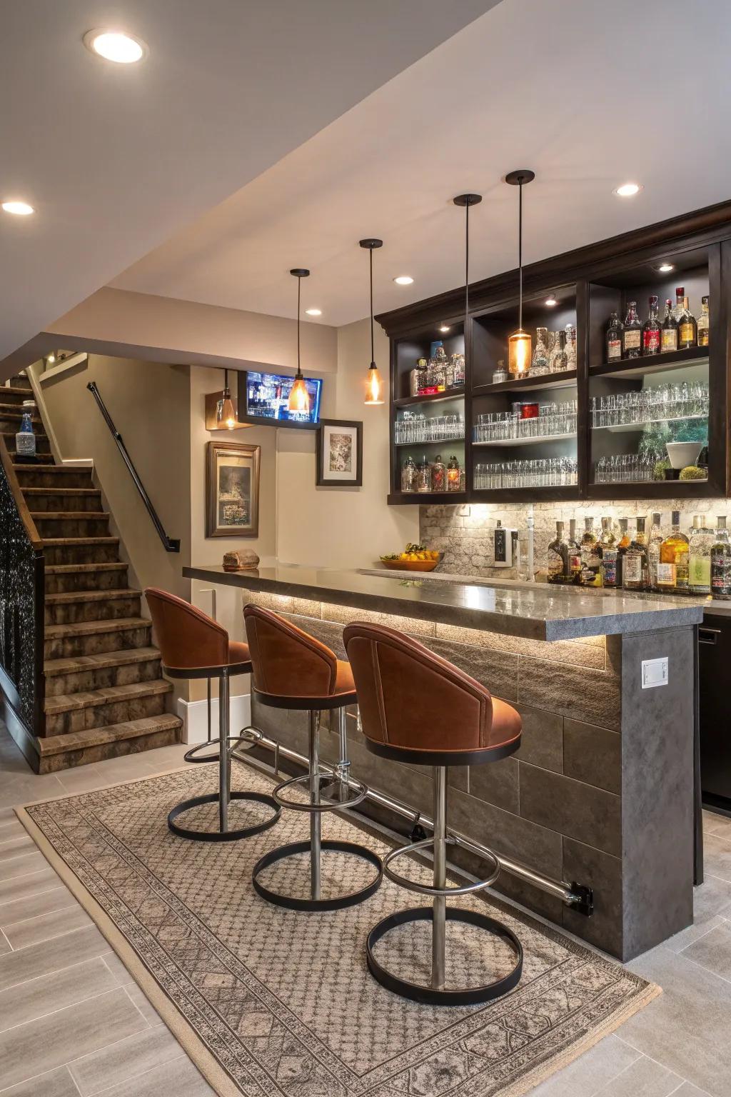 A bar area enhances your options for entertaining.