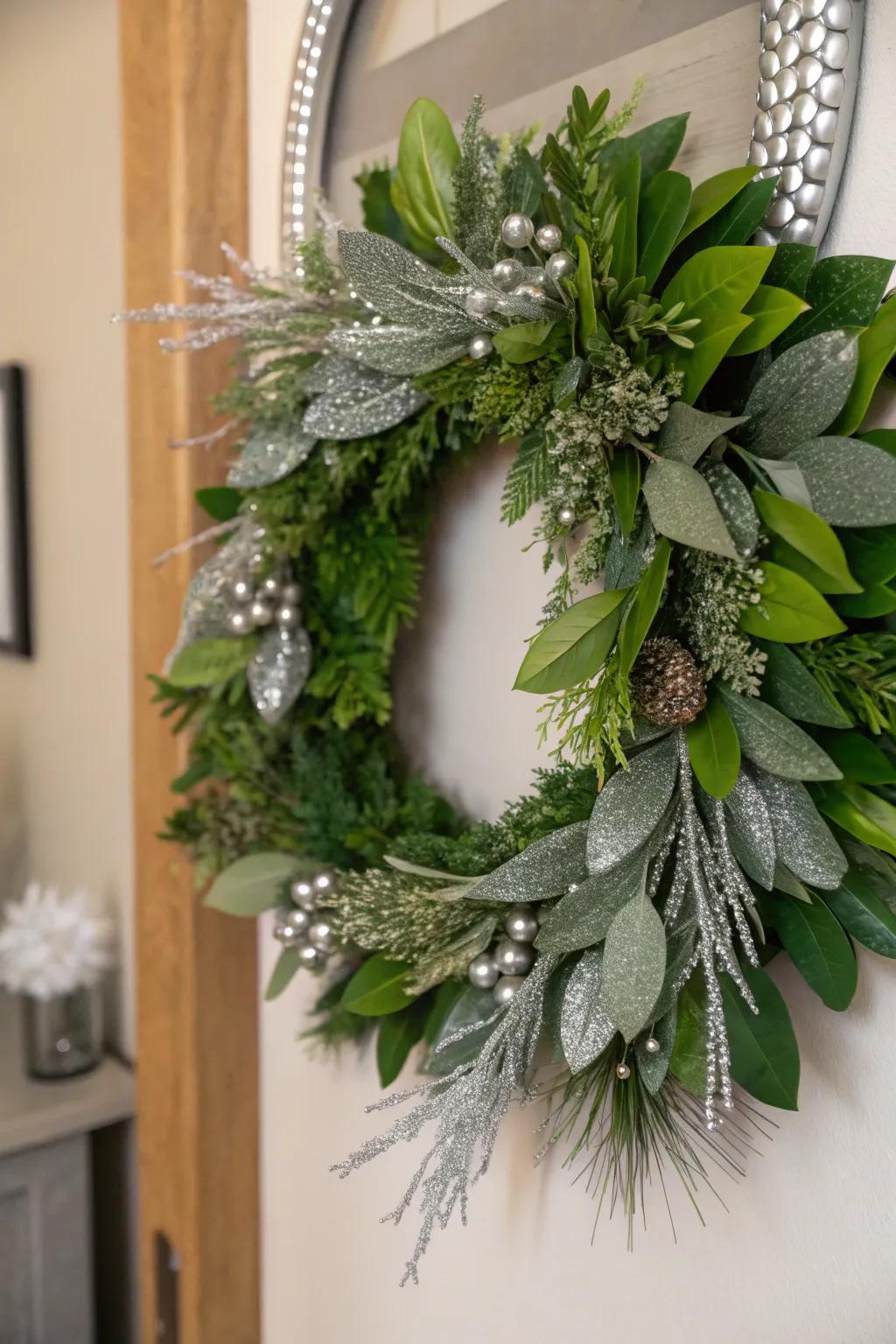 Silver and green create a fresh and festive look.