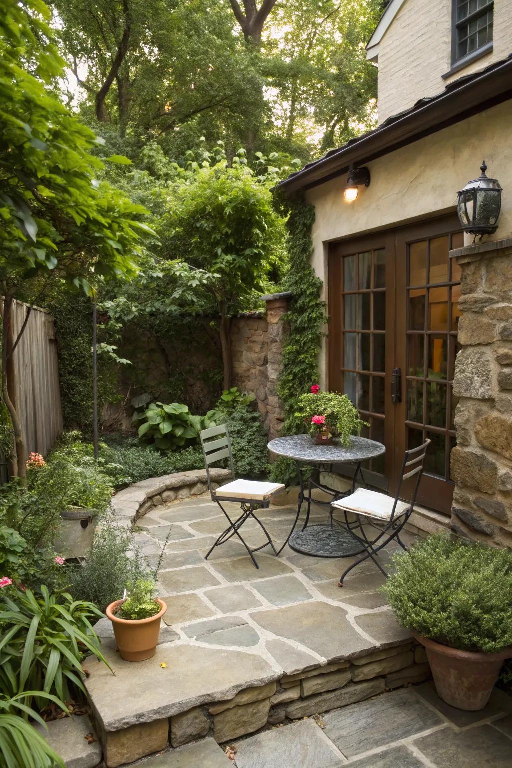Natural stones introduce an organic flair to patio layouts.