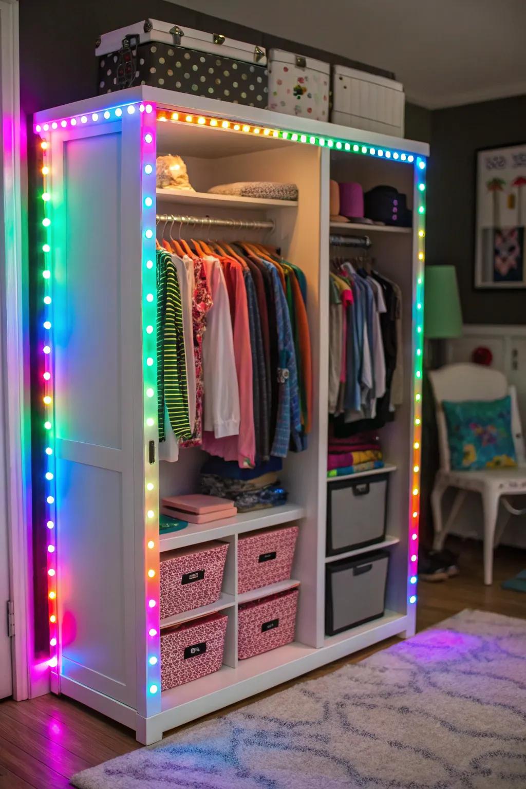 Colorful lights add a personal touch.
