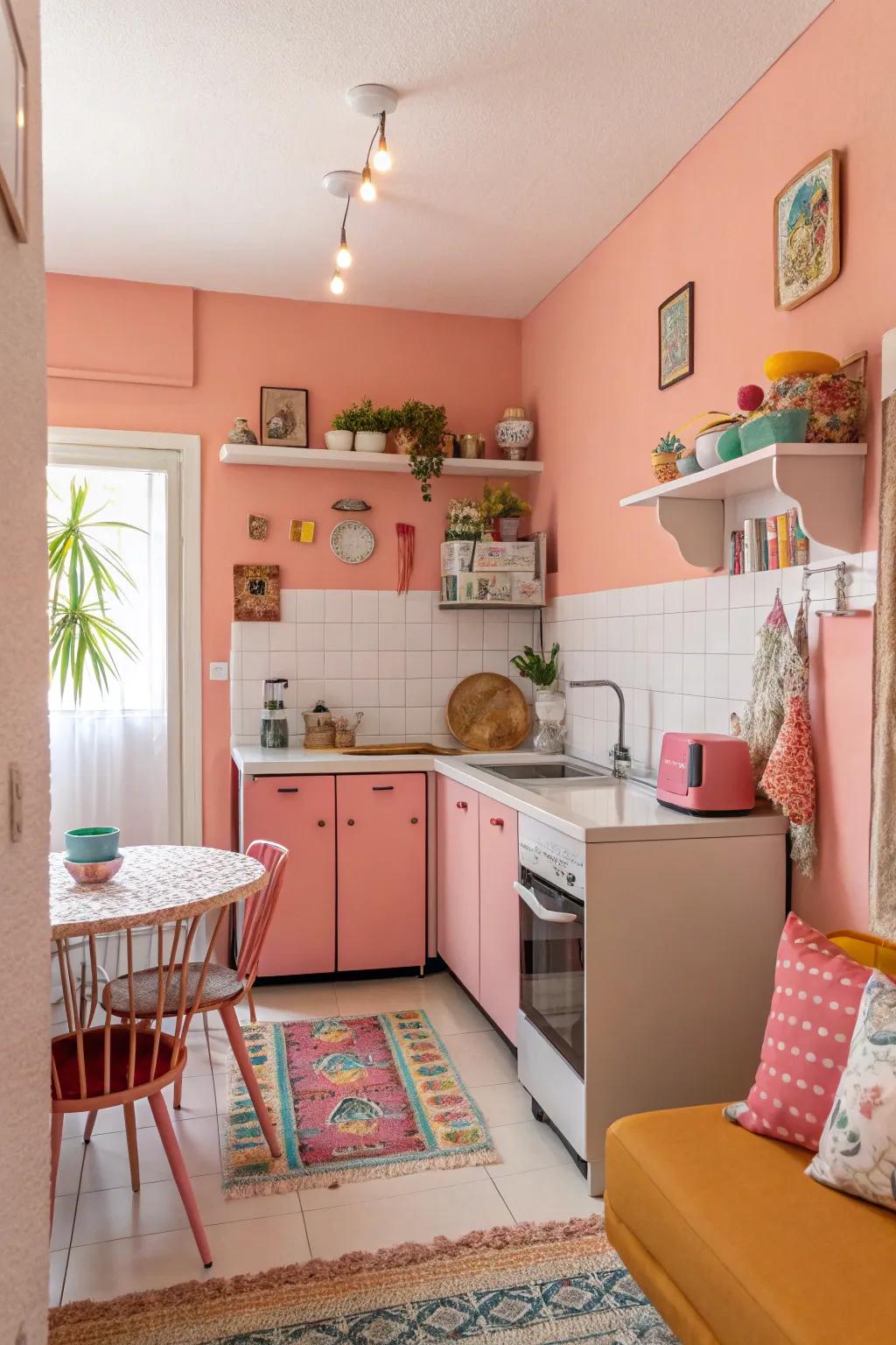 Reddish Pink instills happiness and energy within the cooking area.