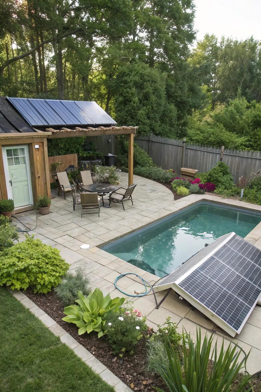 Eco-friendly features like solar panels and covers enhance sustainability.