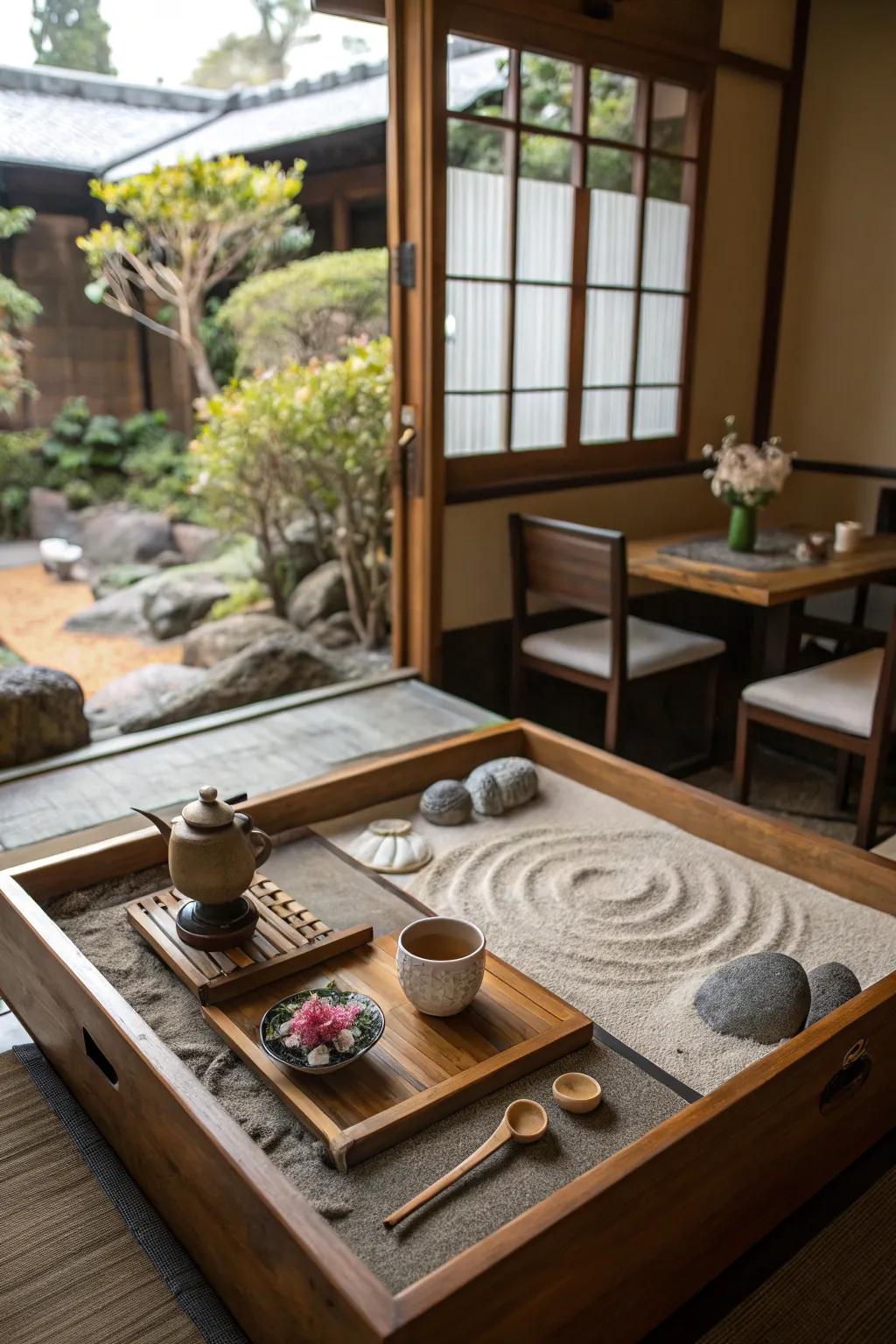 Zen items add calm and focus to your tea room.
