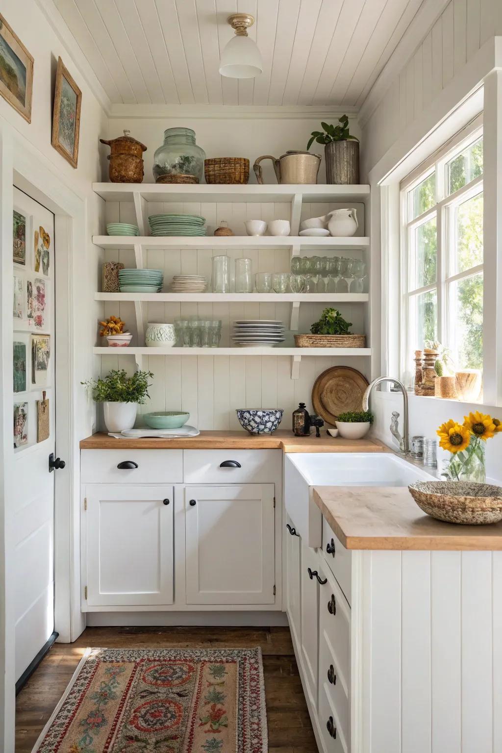 Open shelving enhances ventilation and provides display capabilities.