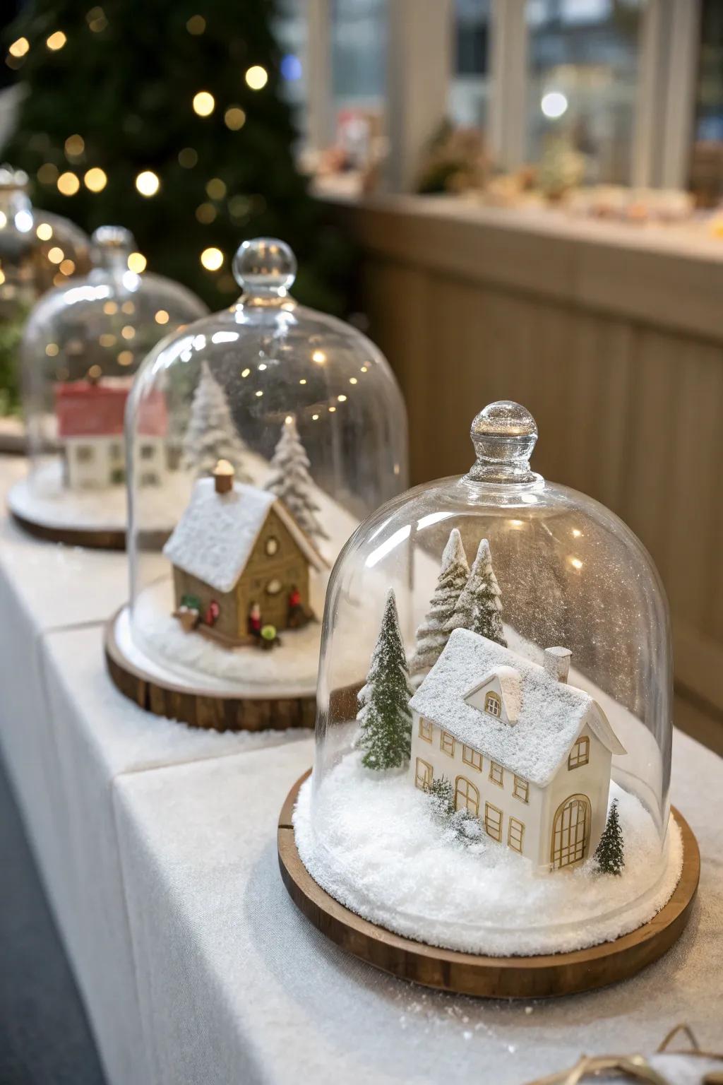 Glass covers enhance the beauty of your village display.