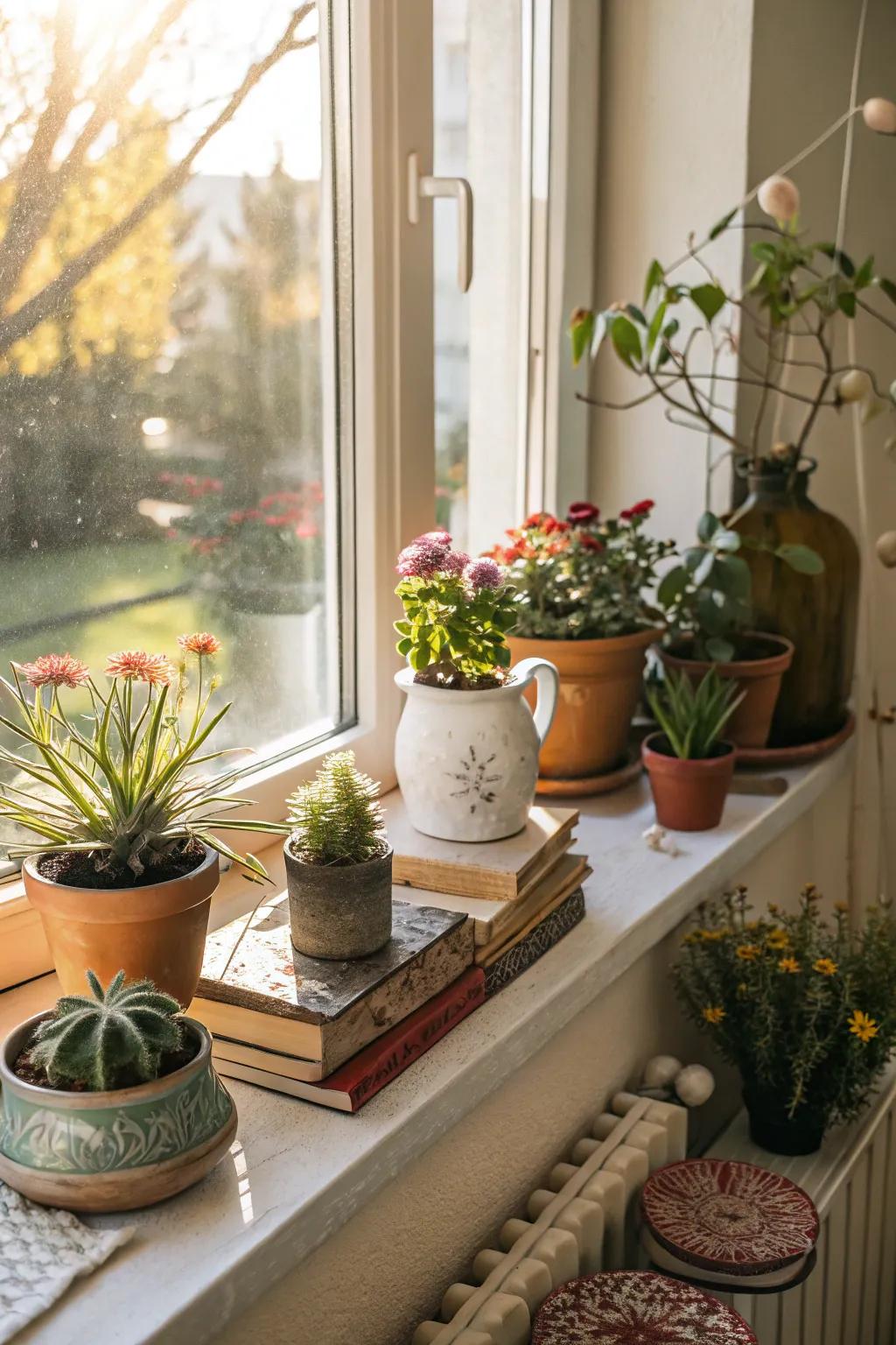 Window sills are charming places for storage and d&eacute;cor.
