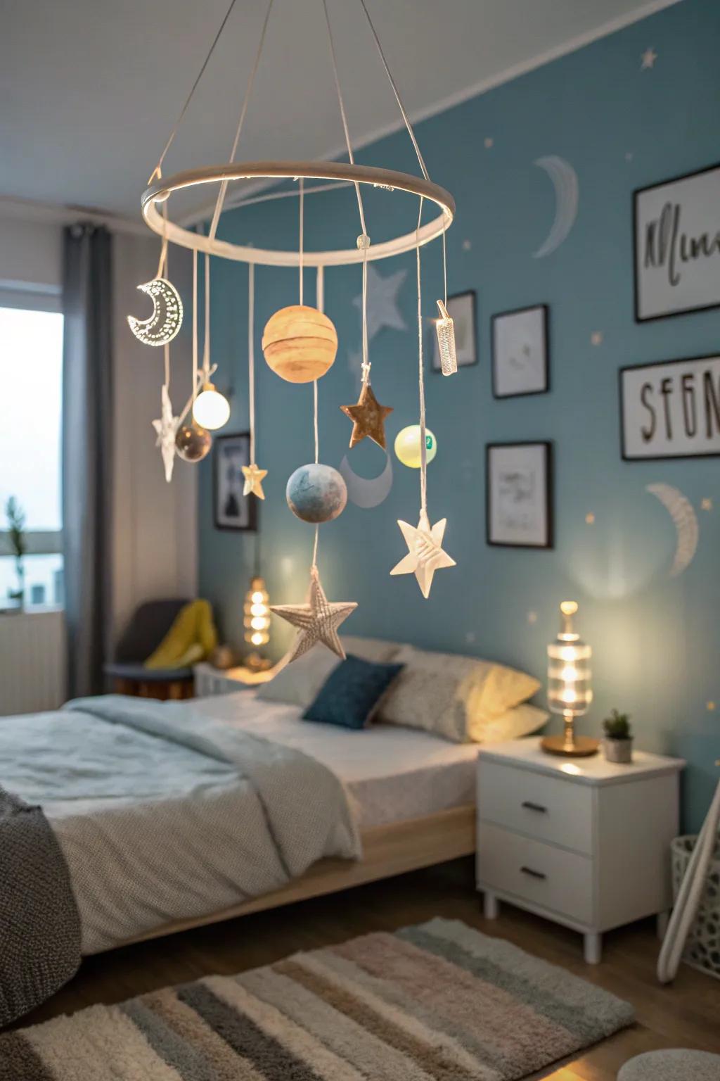 A celestial mobile adds wonder and motion to your room.