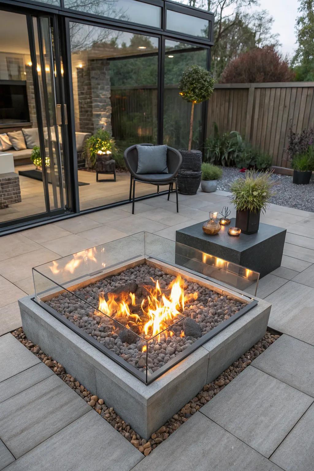 Glass encasements deliver a modern, safe, and beautiful fire pit experience.