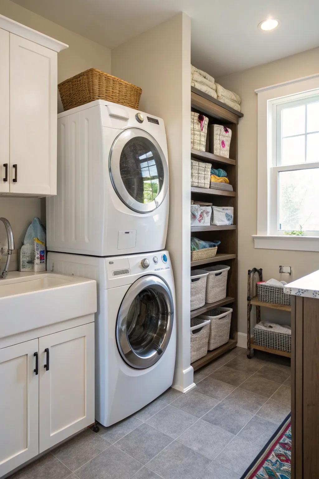 A utility sink adds practicality and convenience to your laundry room.