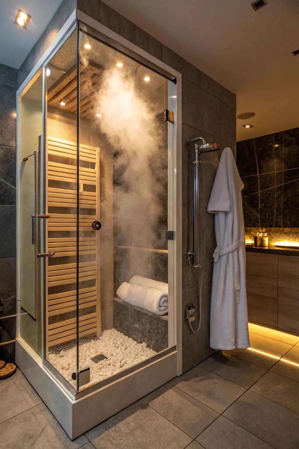 Towel heaters add a hint of luxury to steam showers.