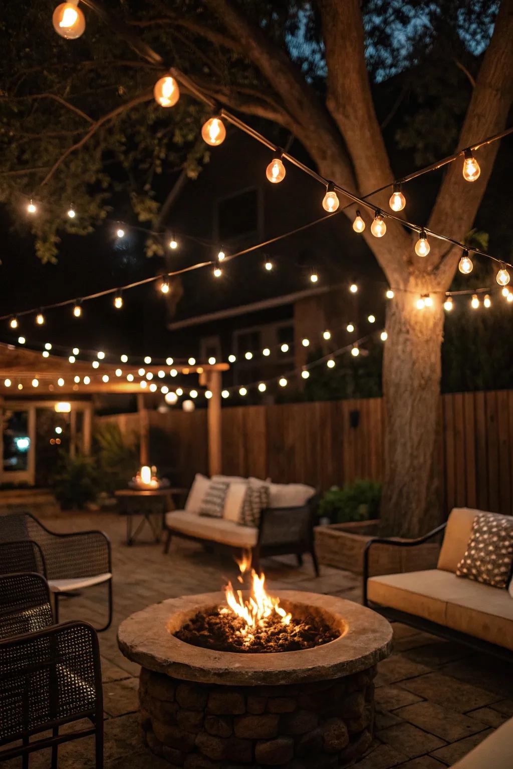 Bistro-style glow strands add a lively ambiance.