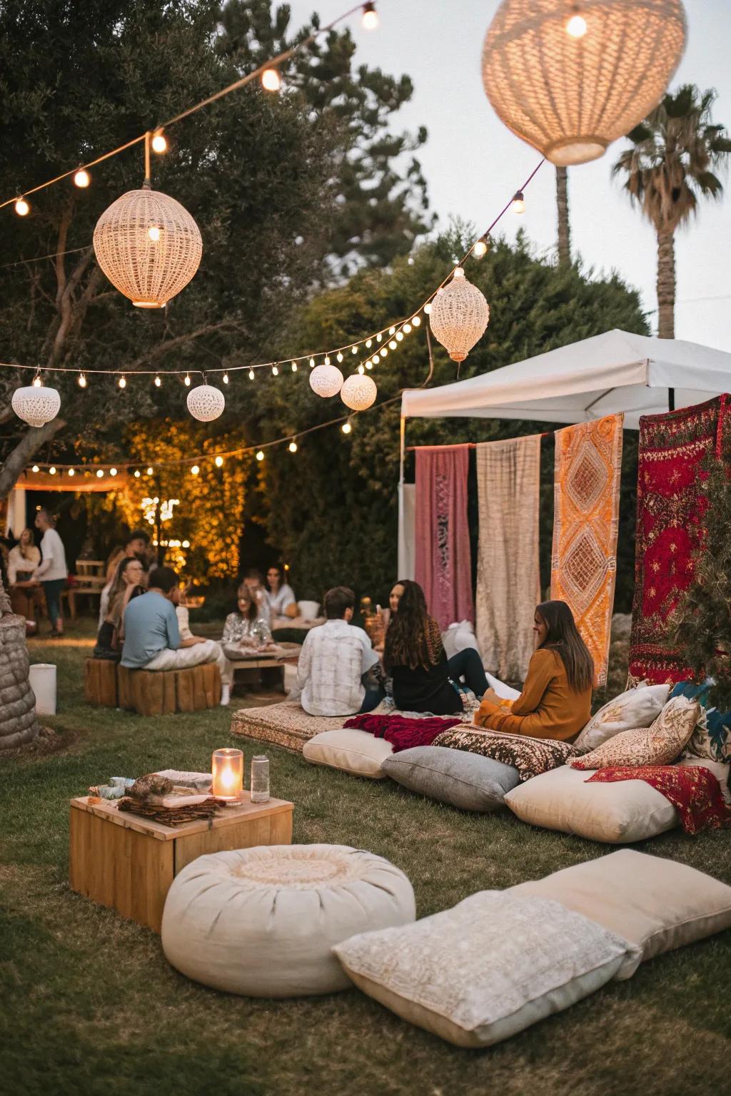 Unwind in fashion featuring a free-spirited summer gathering.