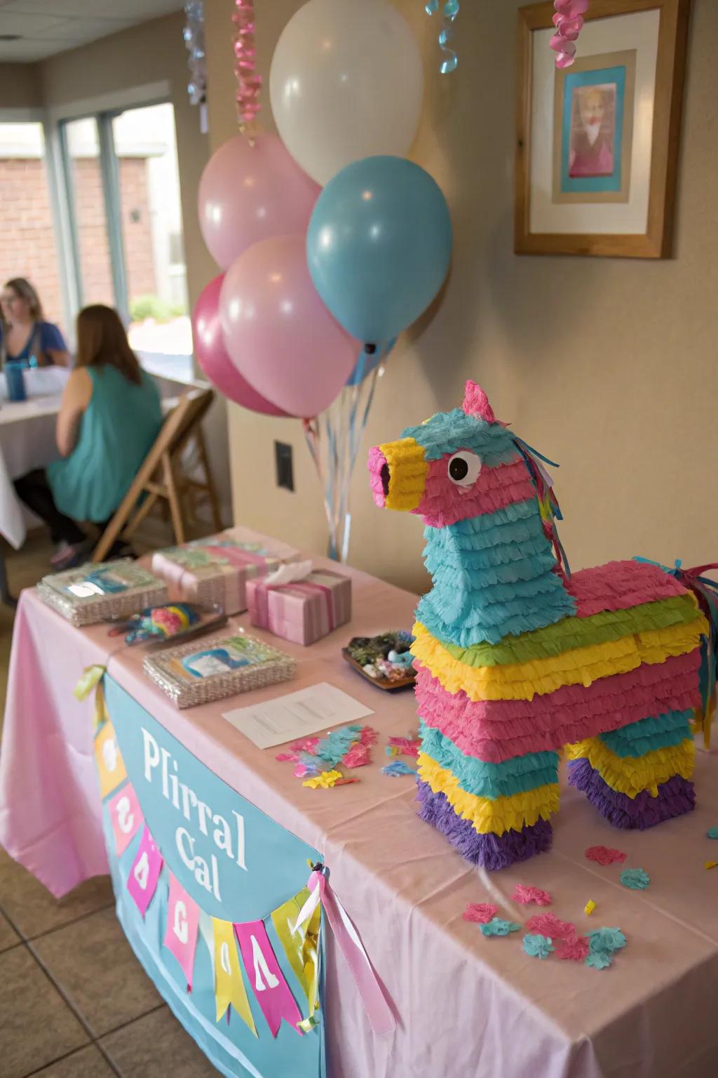 An engaging interactive reveal prop appends excitement to your celebration.